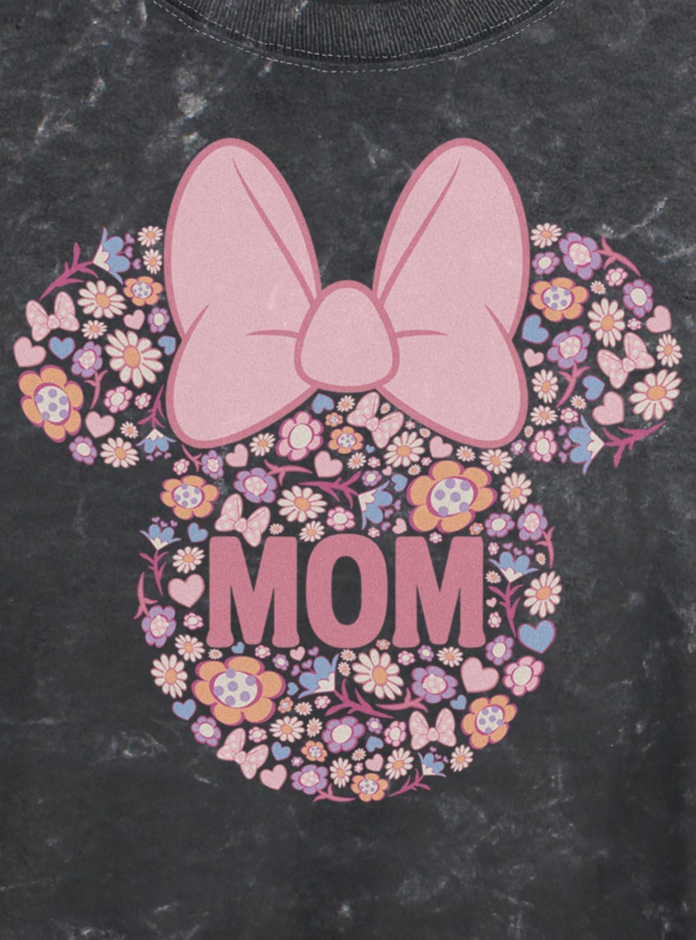 Disney Minnie Mouse Mom Flower Pattern Girls Mineral Wash Crop T-Shirt, , hi-res