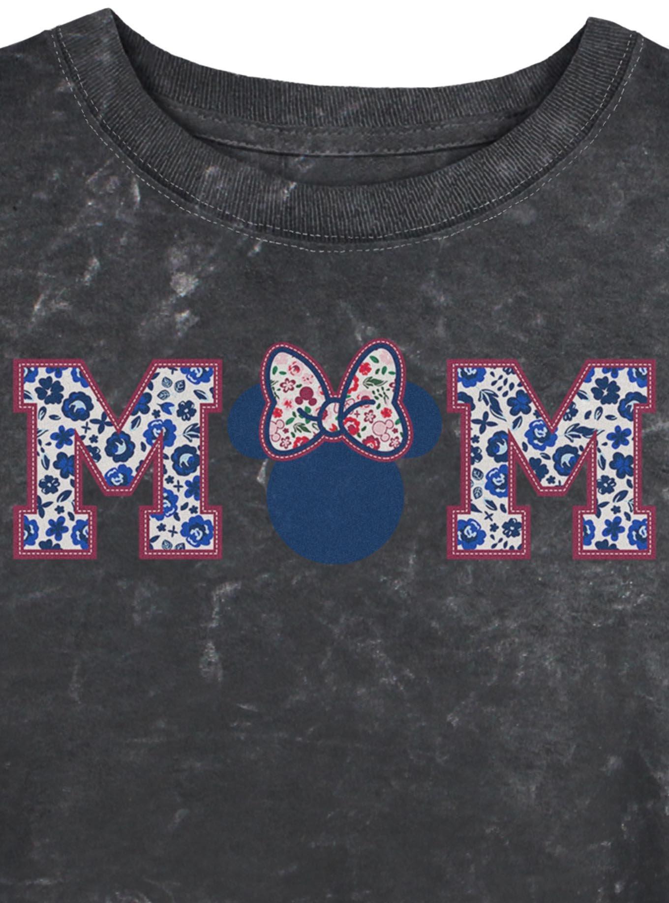 Disney Minnie Mouse Mom Flower Pattern Collegiate Girls Mineral Wash Crop T-Shirt, , hi-res