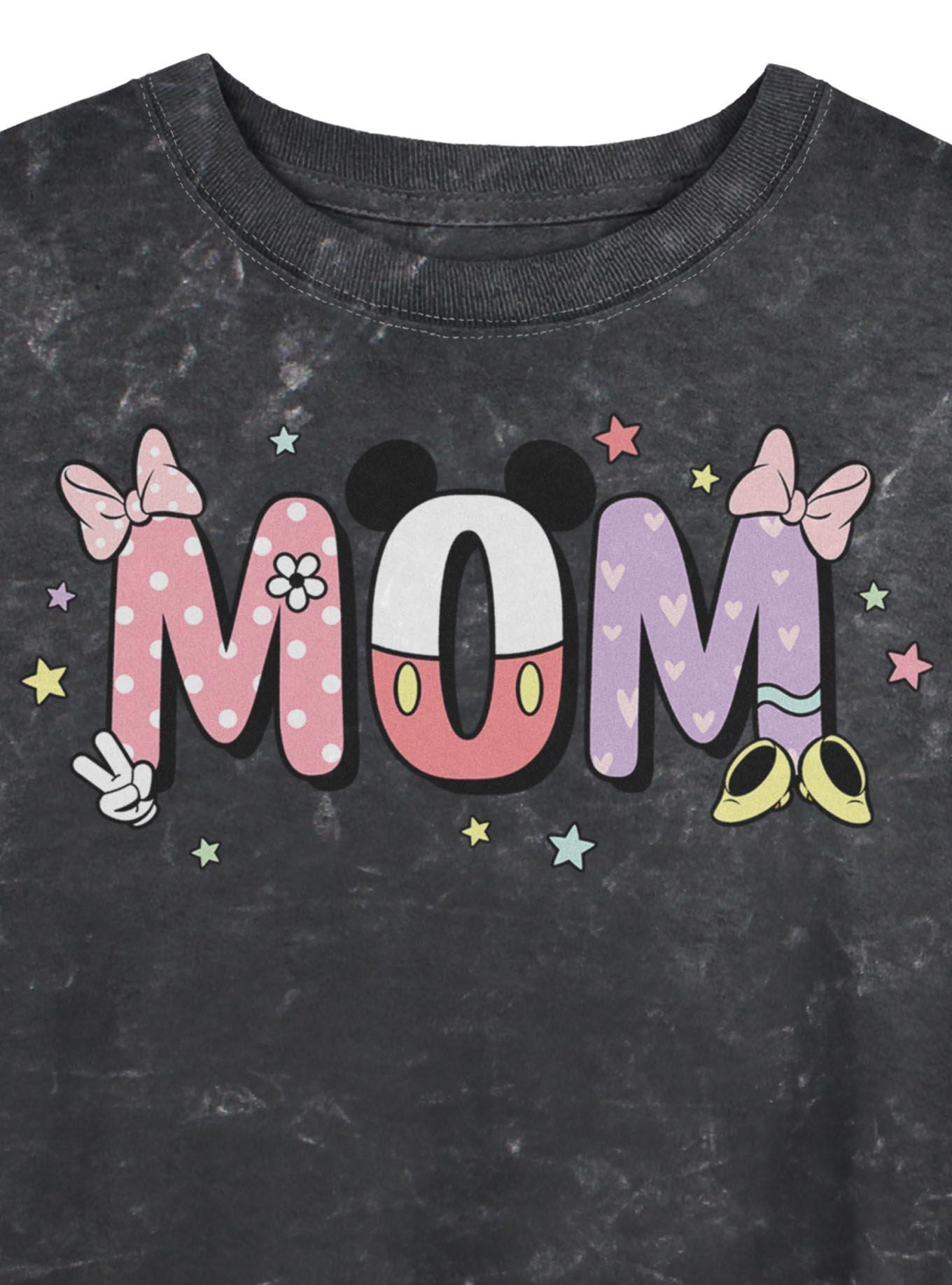 Disney Mickey Mouse & Minnie Mom Girls Mineral Wash Crop T-Shirt, , hi-res
