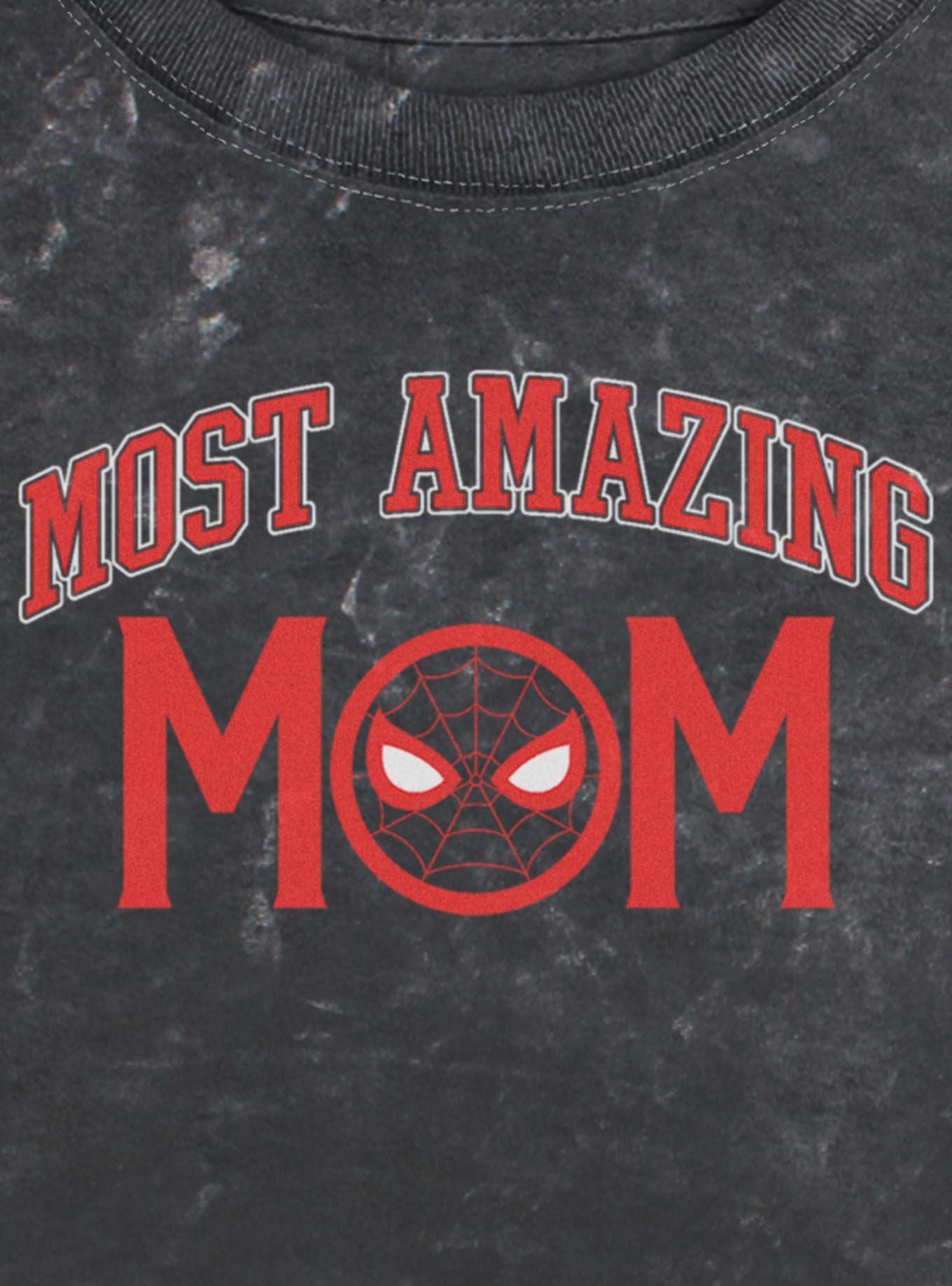 Marvel Spider-Man Amazing Mom Collegiate Girls Mineral Wash Crop T-Shirt, , hi-res