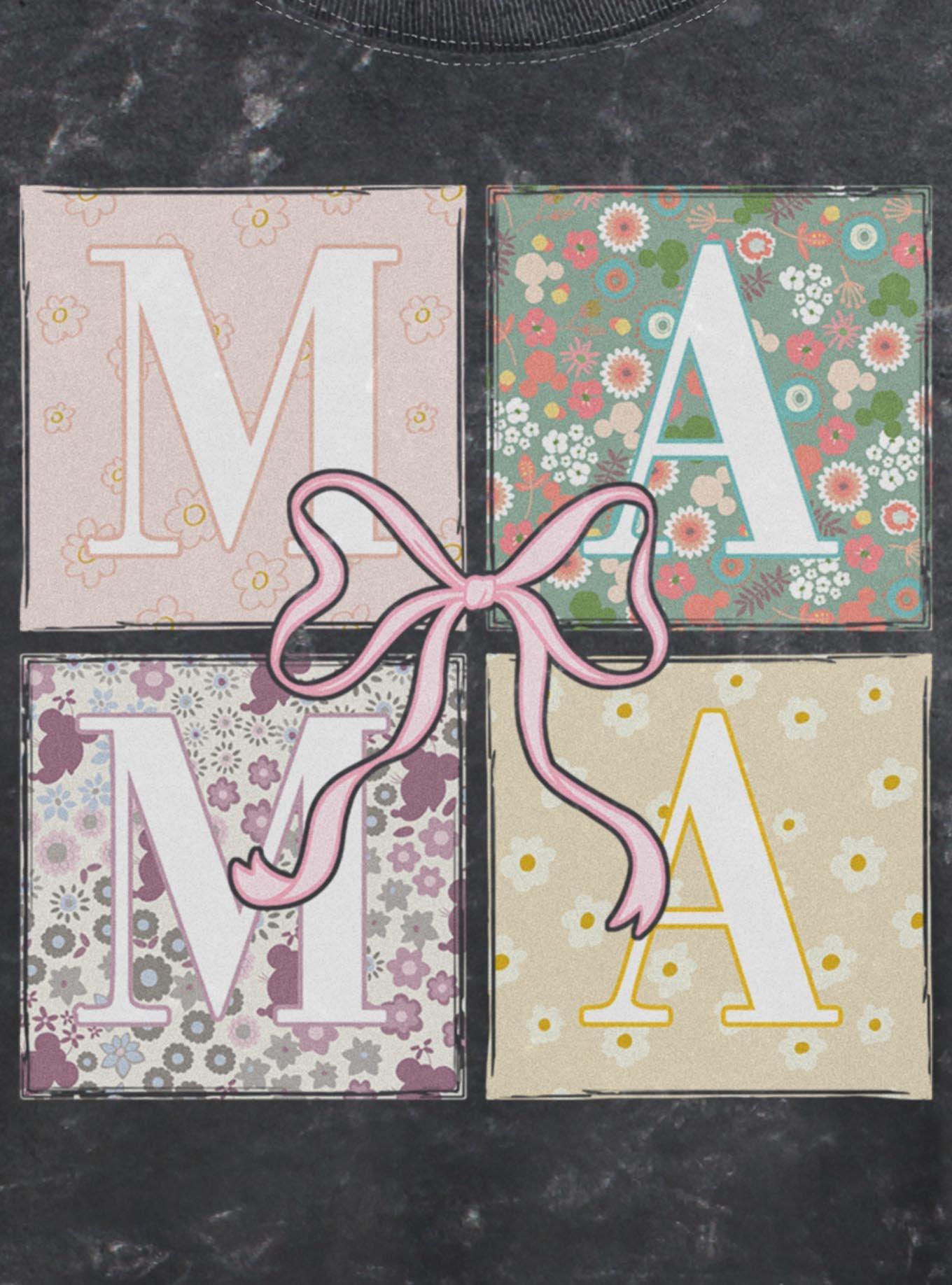 Disney Mickey Mouse Mama Floral Boxed Up Girls Mineral Wash Crop T-Shirt, , hi-res