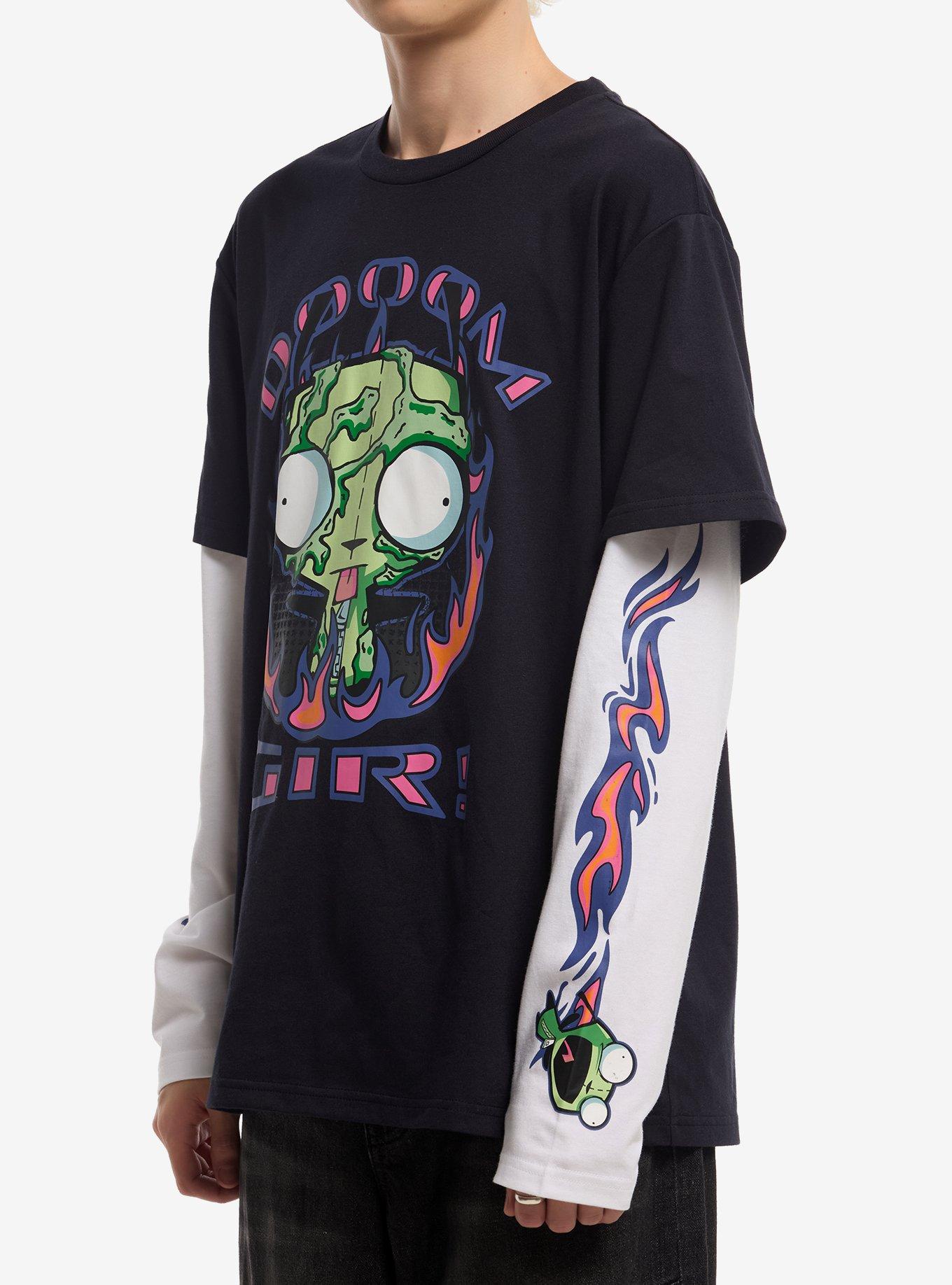 Invader Zim GIR Slime Flames Twofer Long-Sleeve T-Shirt, BLACK, alternate - view 4
