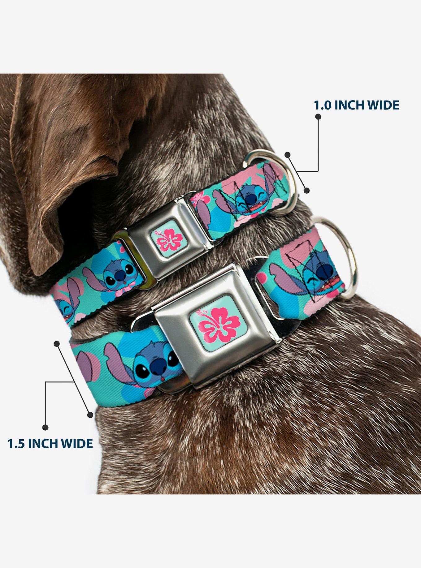 Disney Lilo & Stitch Stitch Expressions and Flowers Seatbelt Buckle Dog Collar, , hi-res