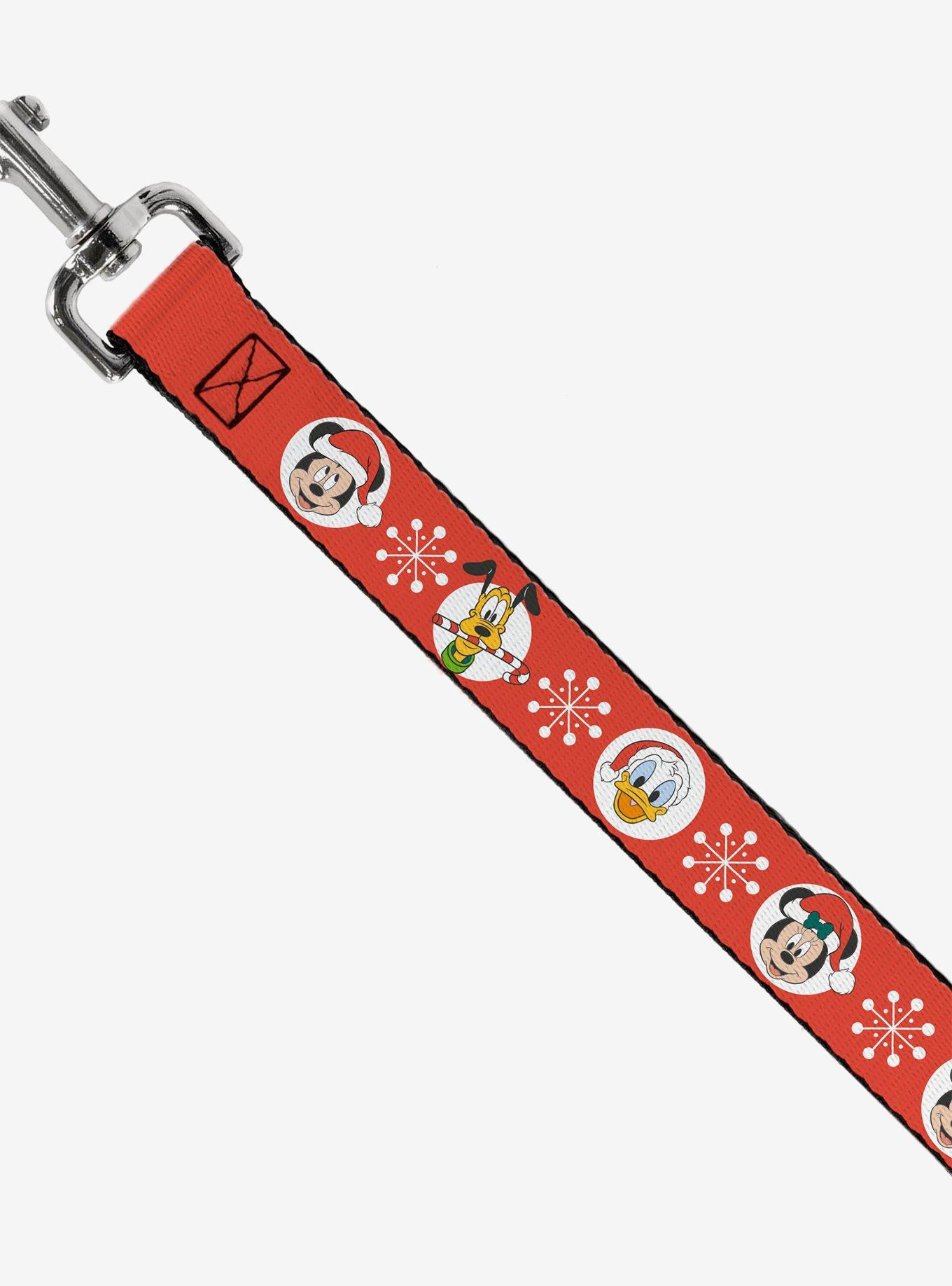 Disney Christmas Holiday Santa Hat Characters Snowflakes Dog Leash, , hi-res
