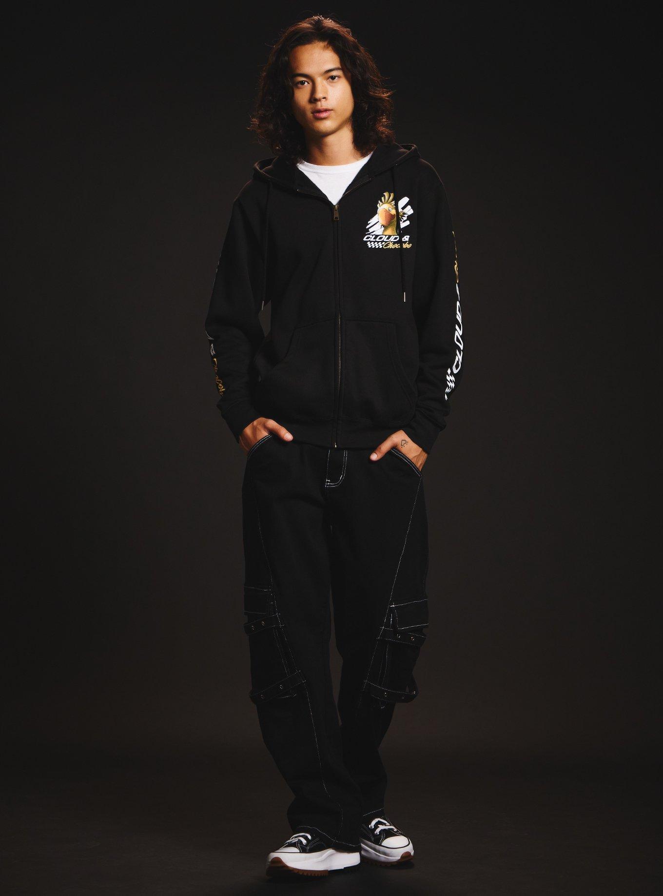 FINAL FANTASY VII Cloud & Chocobo Hoodie Hot Topic Exclusive, BLACK, alternate - view 3