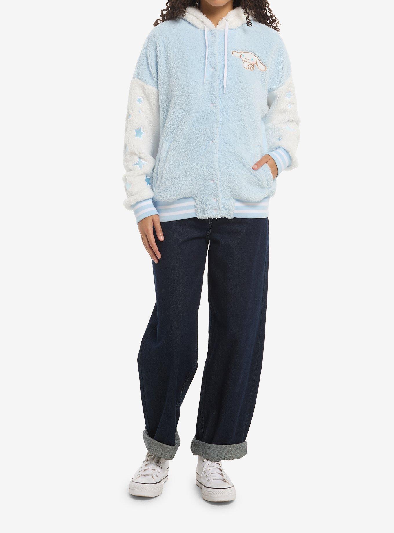 Cinnamoroll Figural Hood Girls Fuzzy Varsity Jacket, MULTI, alternate - view 3