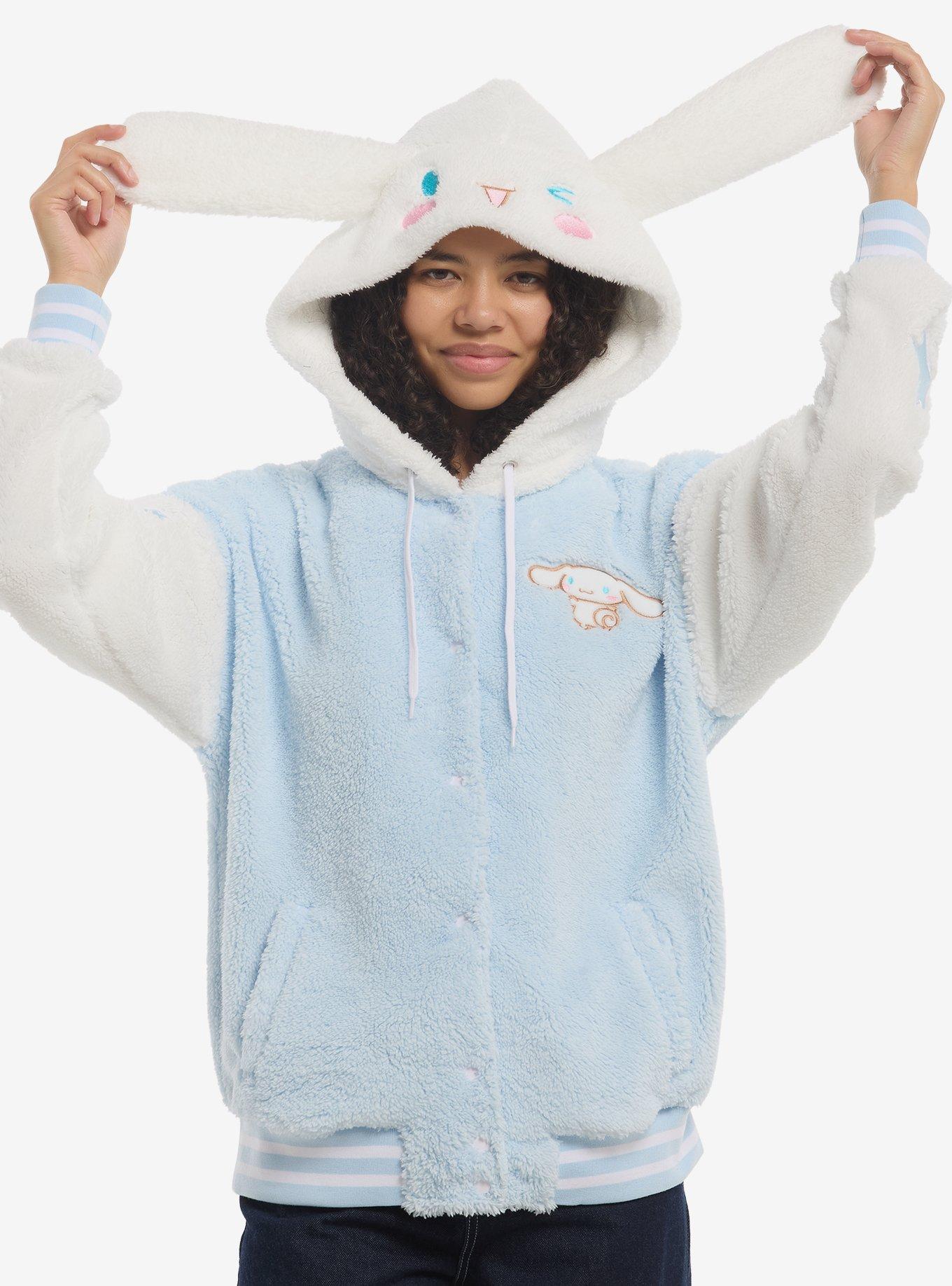 Cinnamoroll Figural Hood Girls Fuzzy Varsity Jacket, MULTI, alternate - view 4
