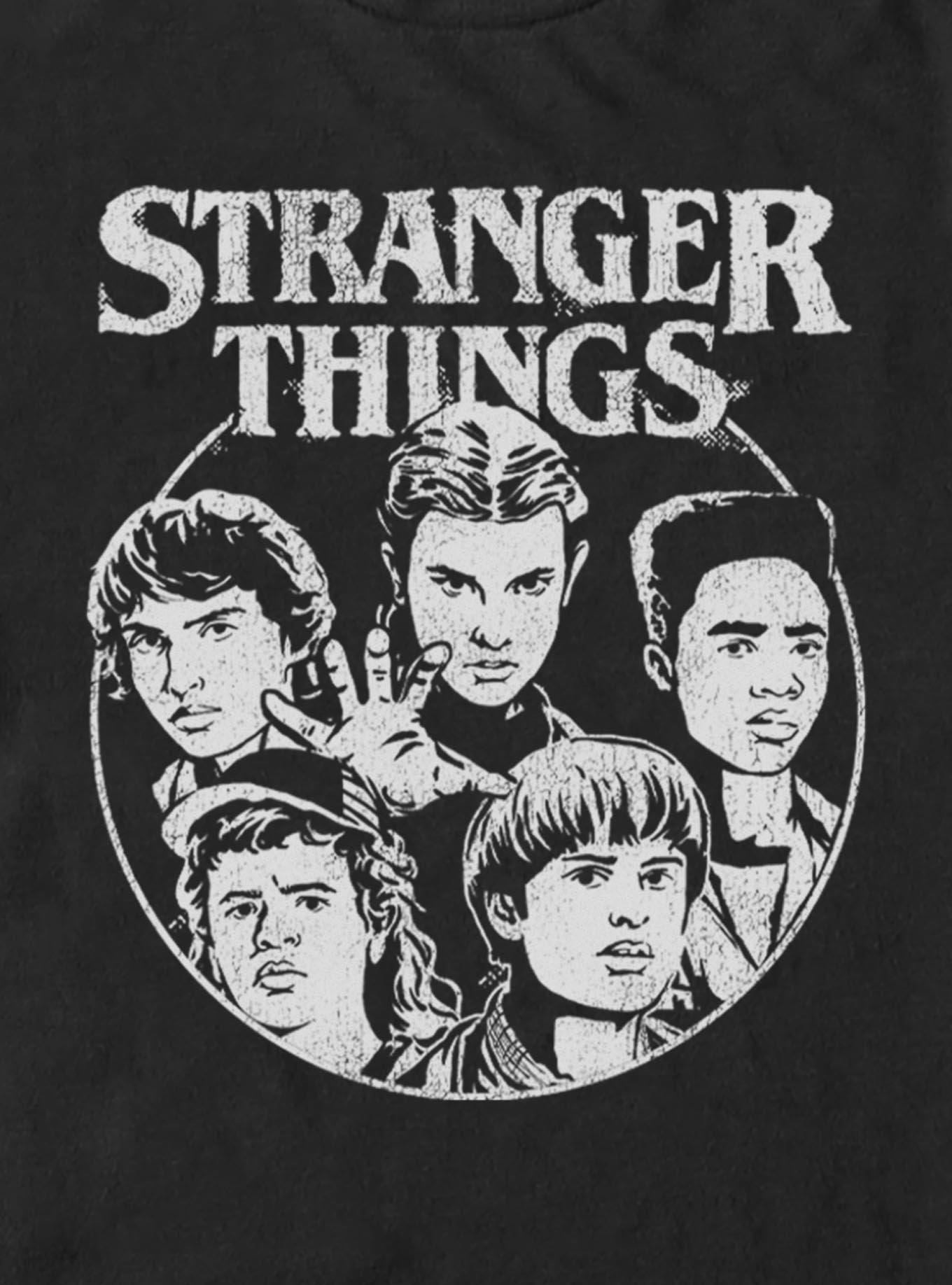 Stranger Things Group Shot Faces Big & Tall T-Shirt