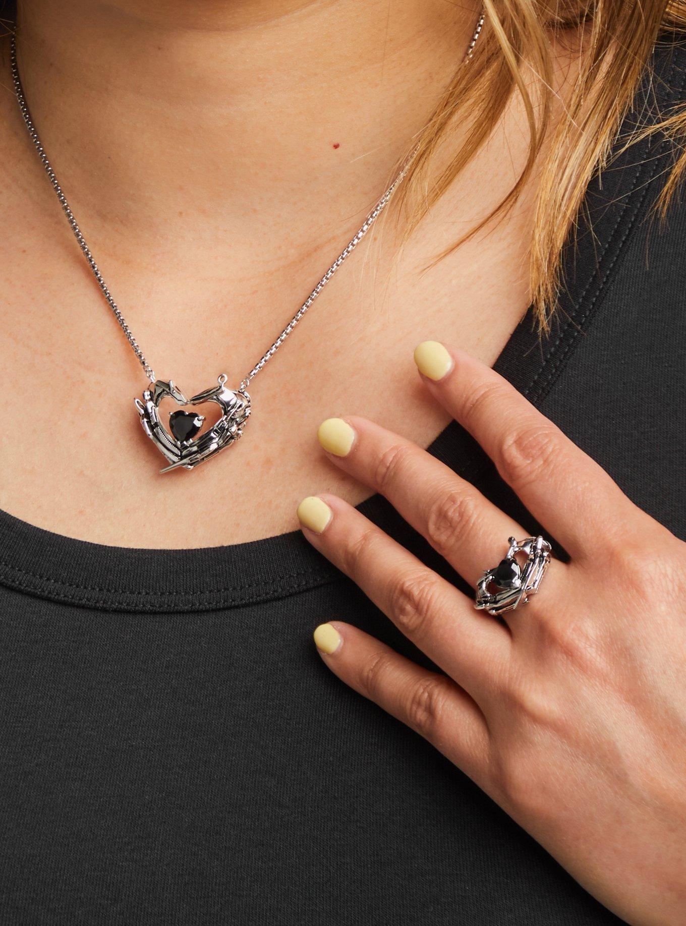 Edward Scissorhands X RockLove Crystal Heart Ring, SILVER, alternate