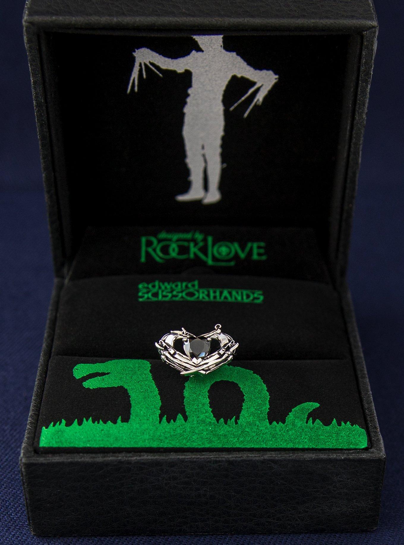 Edward Scissorhands X RockLove Crystal Heart Ring, SILVER, alternate