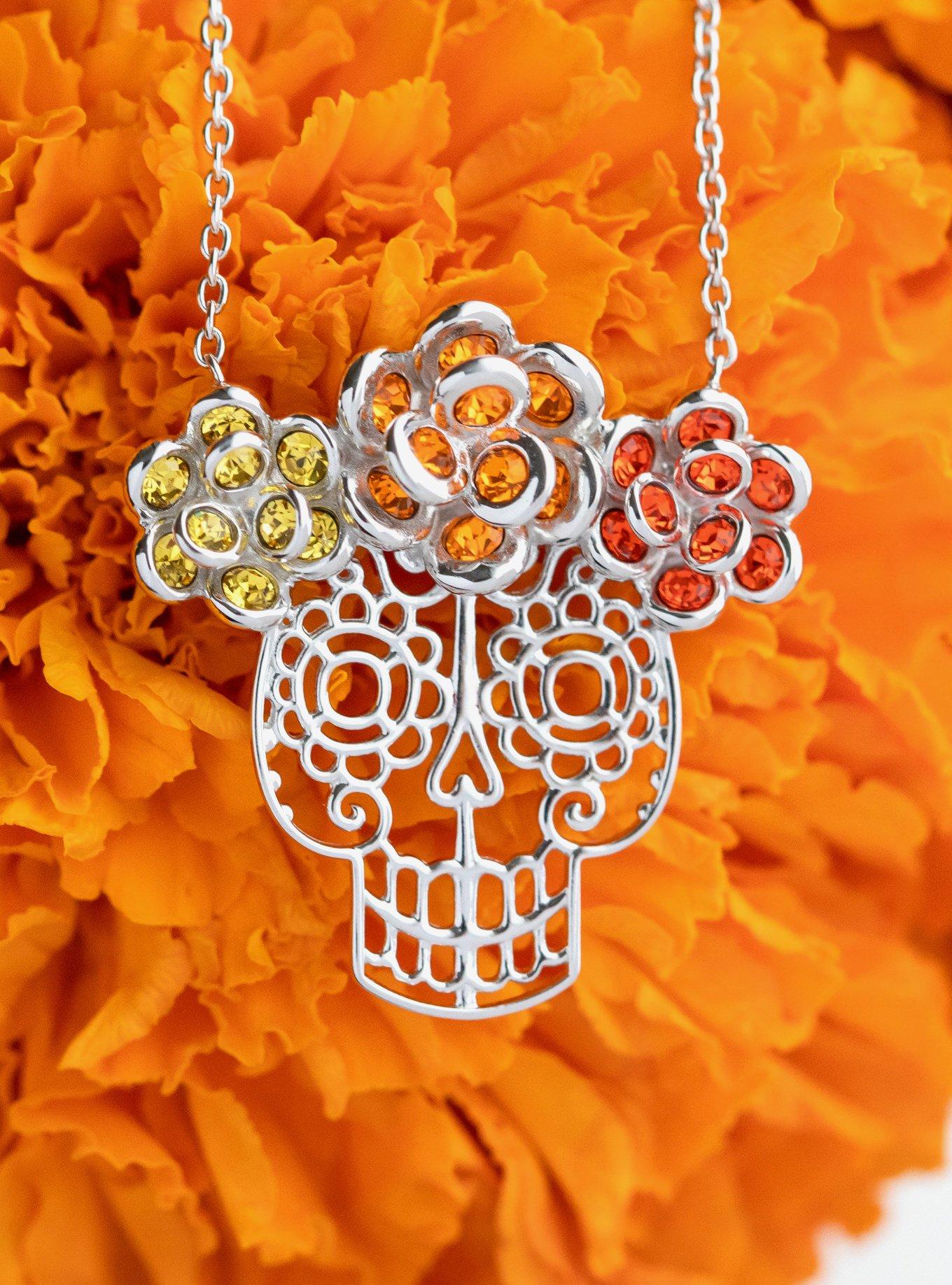 Pixar X RockLove Coco Marigold Sugar Skull Necklace, , alternate