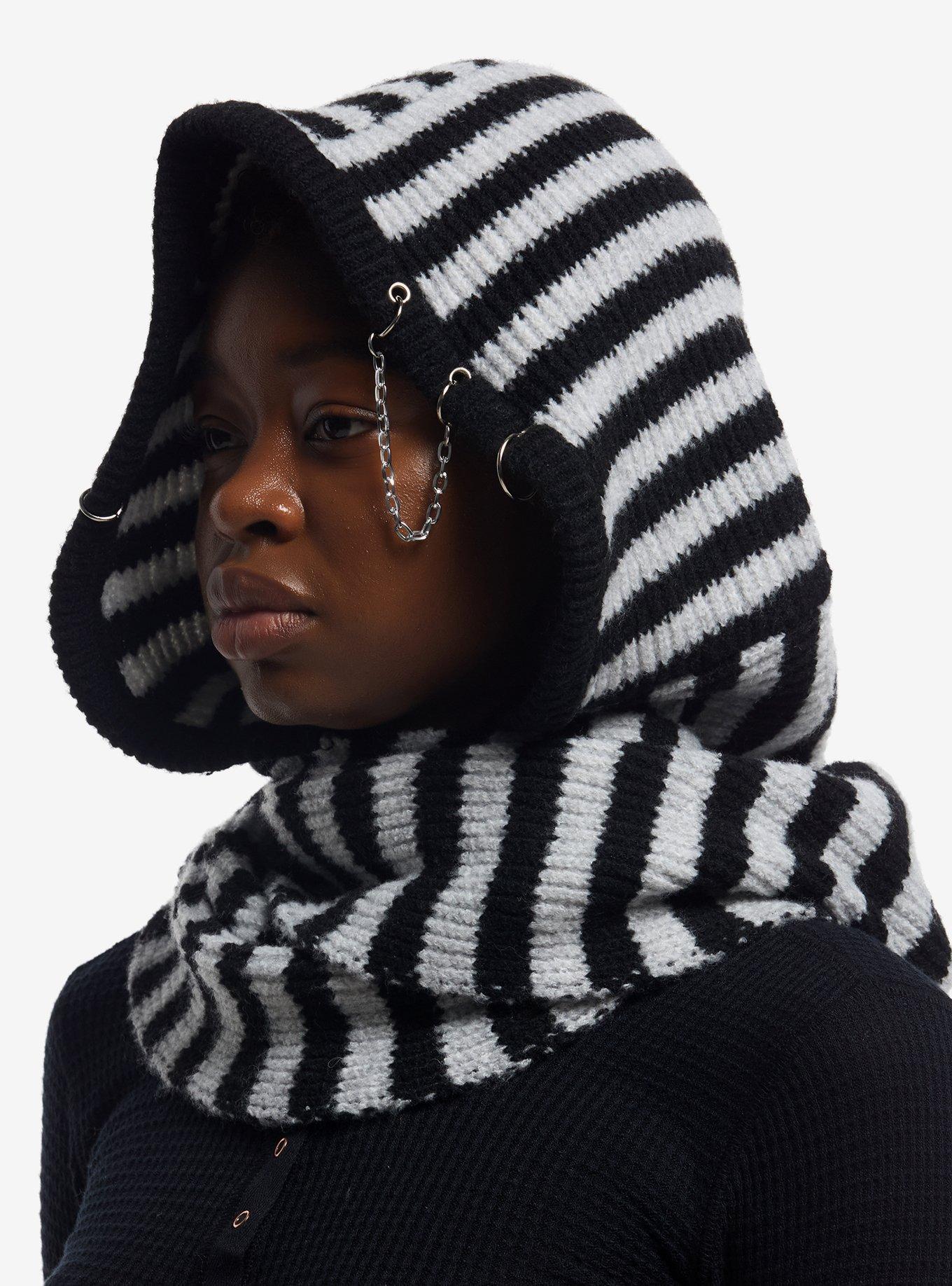 Grey & Black Stripe Pierced Snood, , alternate - view 3