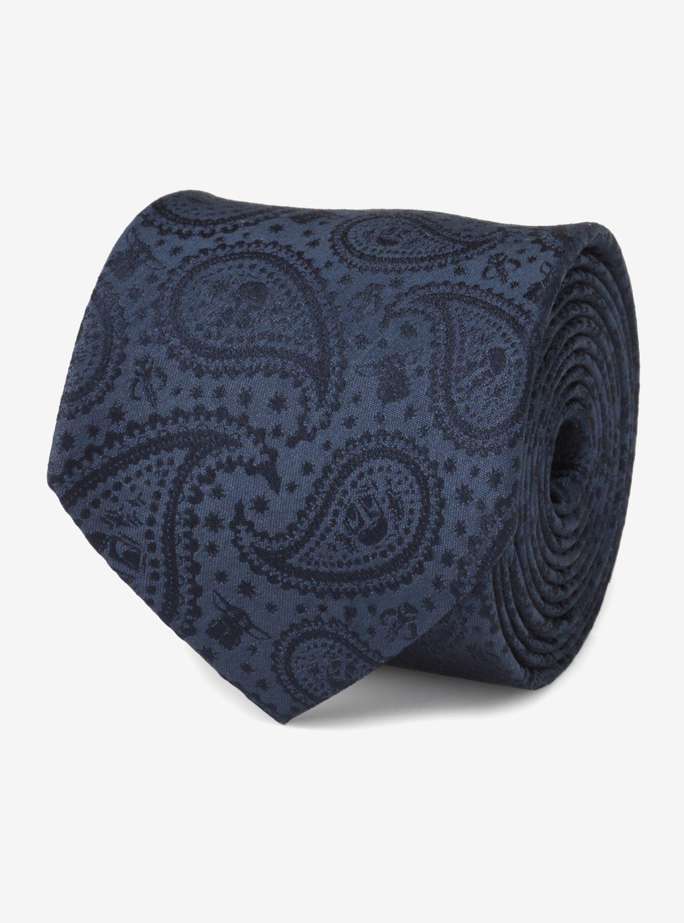 Star Wars Mandalorian and Grogu Navy Silk Paisley Tie, Grogu Tie Bar, and Lapel Pin Gift Set, , alternate