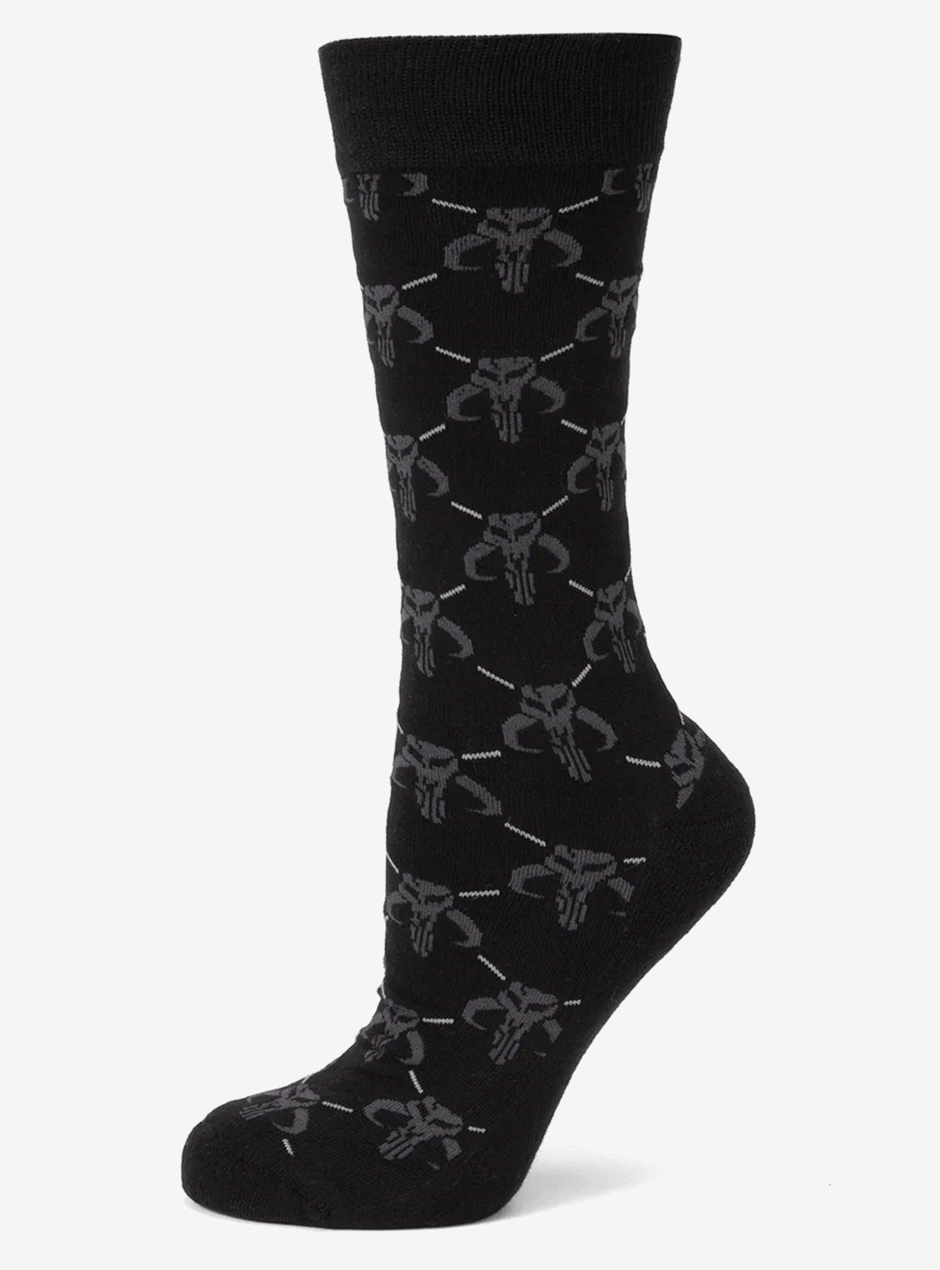 Star Wars Mandalorian Charcoal Gray Dress Socks and Mythosaur Lapel Pin Gift Set, , hi-res