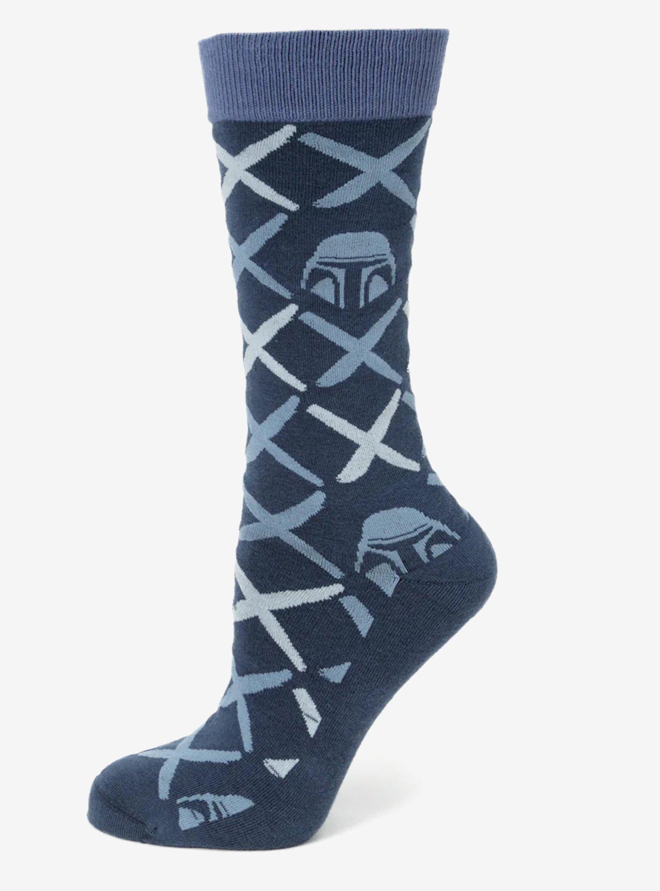 Star Wars Mandalorian Navy Checkered Dress Socks and Lapel Pin Gift Set, , hi-res