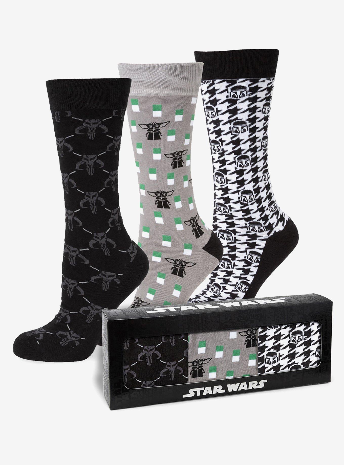 Star Wars Mandalorian Dress Socks 3-Pack and Mythosaur Lapel Pin Gift Set, , hi-res
