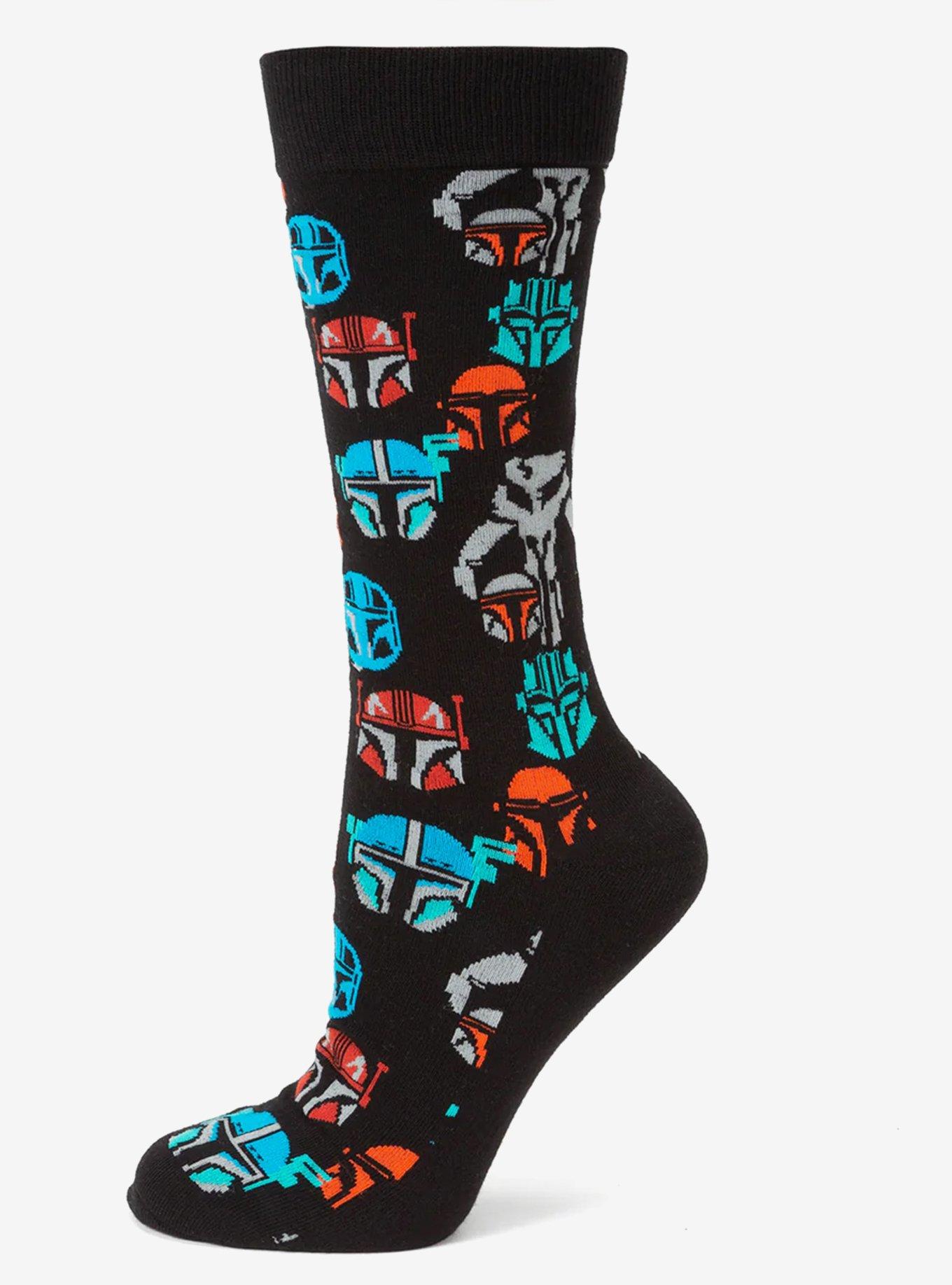 Star Wars Mandalorian and Mythosaur Multicolored Navy Dress Socks and Lapel Pin Gift Set, , hi-res