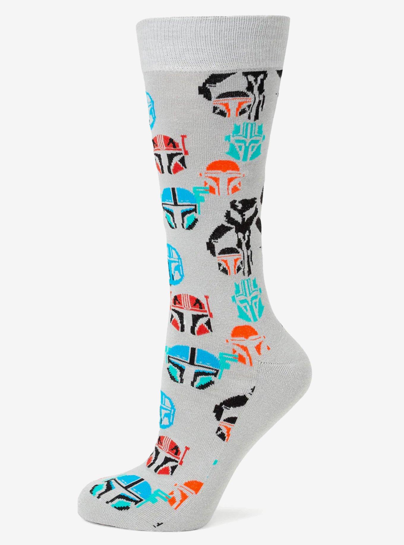 Star Wars Mandalorian and Mythosaur Multicolored Gray Dress Socks and Lapel Pin Gift Set, , hi-res