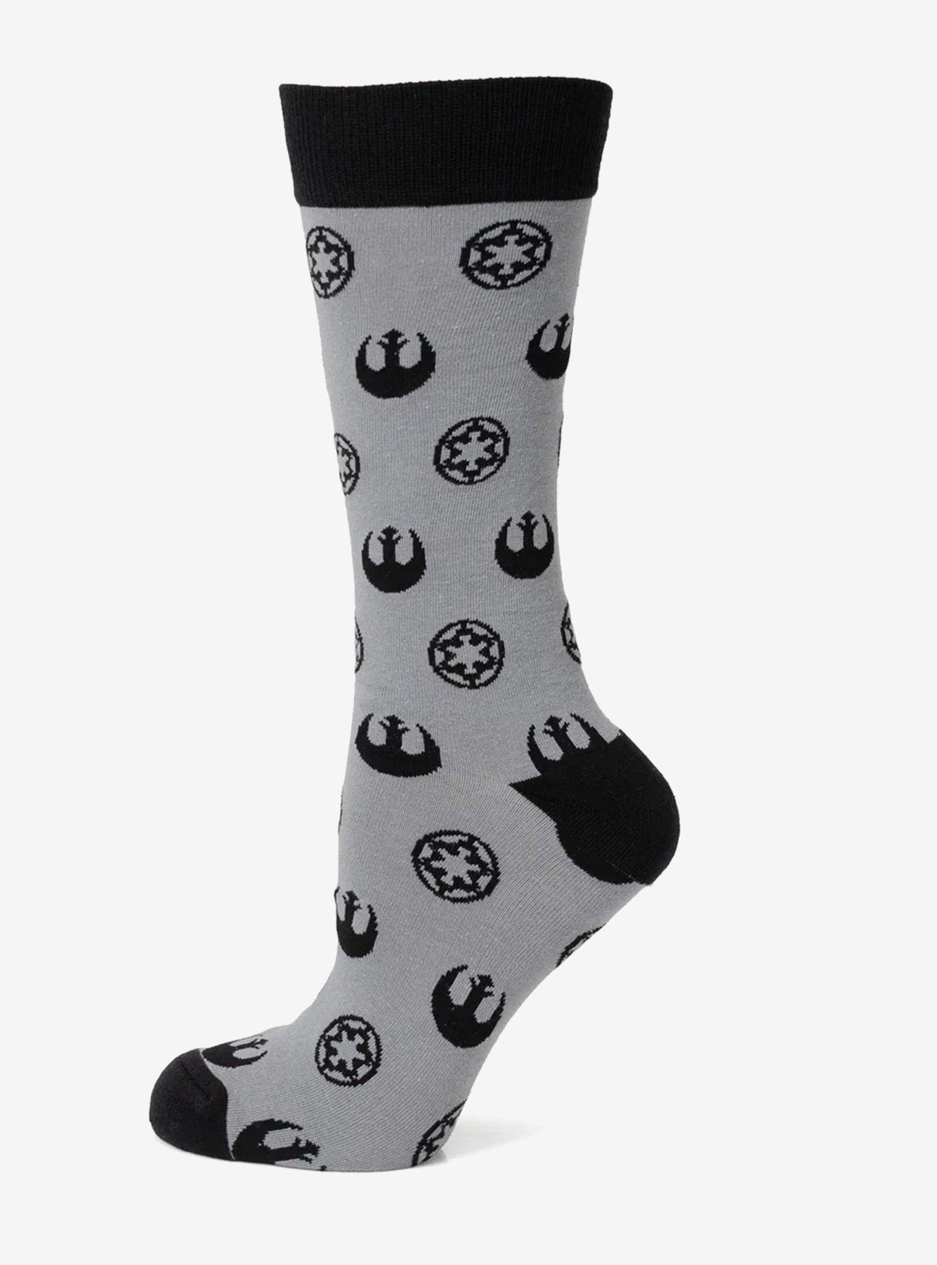 Star Wars Rebel Alliance Starbird Crest and Imperial Crest Gray Dress Socks and Lapel Pin Gift Set, , hi-res