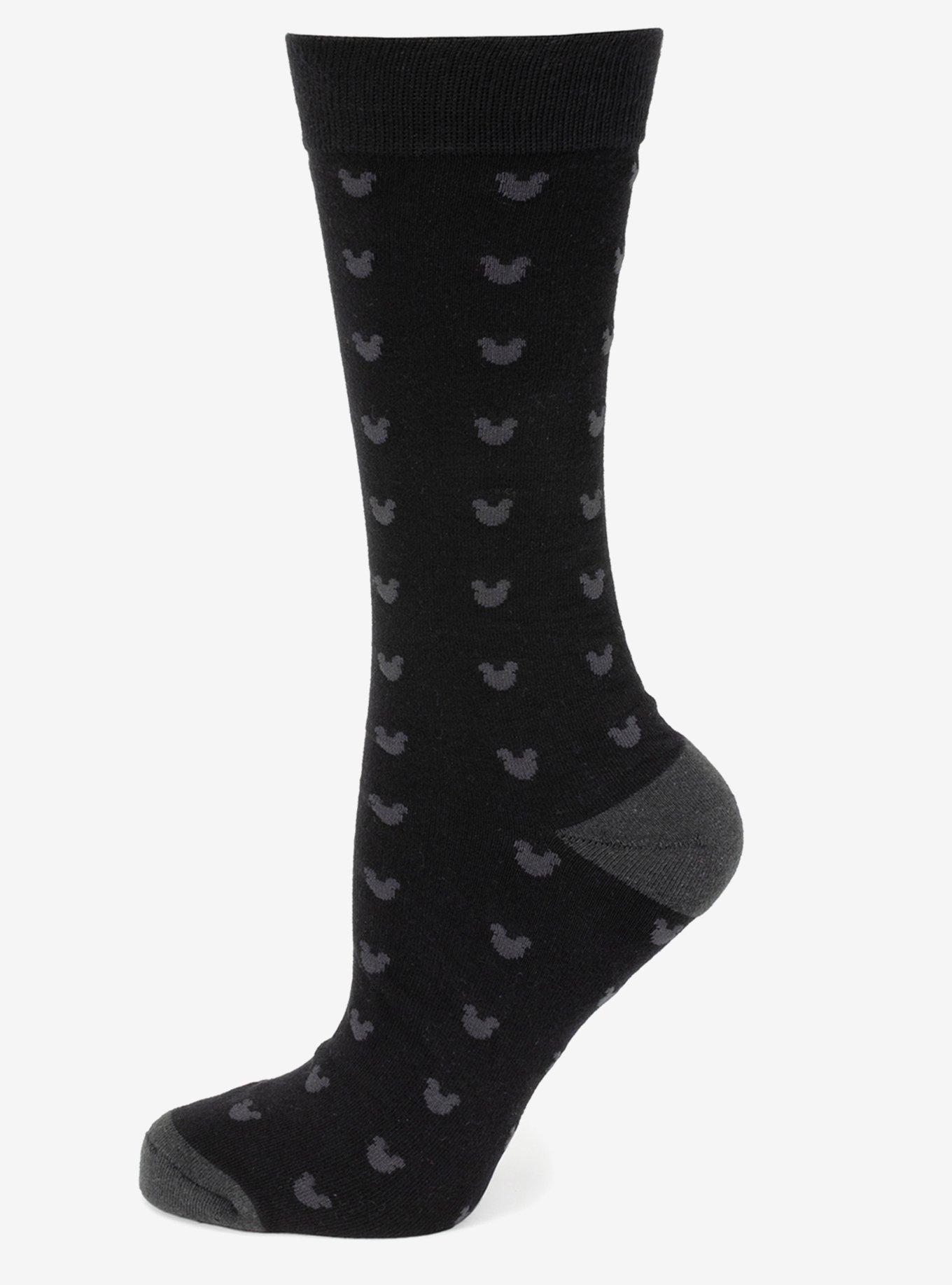 Disney Mickey Mouse Silhouette Motif Black Sock and Mickey Blue Lapel Pin Gift Set, , hi-res