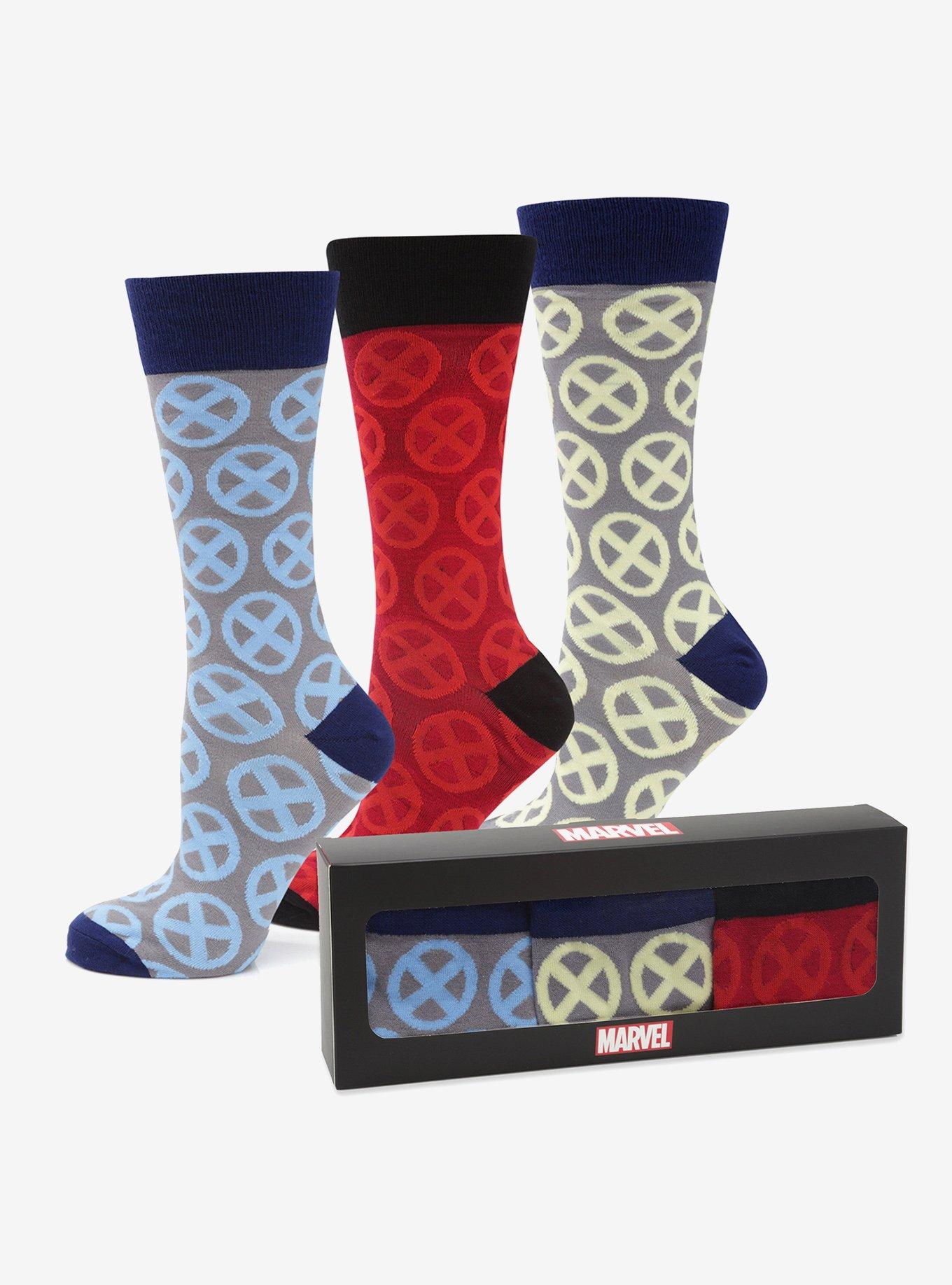 Marvel X-Men Socks 3 Pack with Lapel Pin Gift Set, , hi-res
