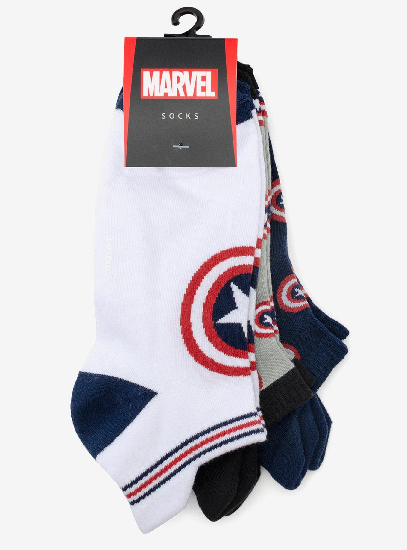 Marvel Captain America Ankle Socks 3-Pack and Lapel Pin Gift Set, , hi-res