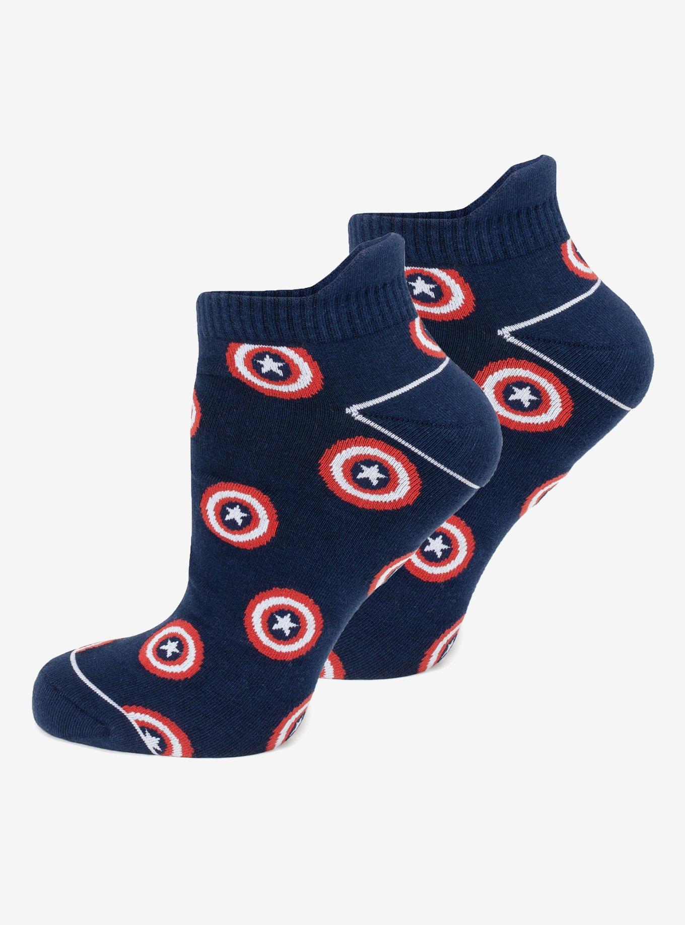 Marvel Captain America Ankle Socks 3-Pack and Lapel Pin Gift Set, , alternate