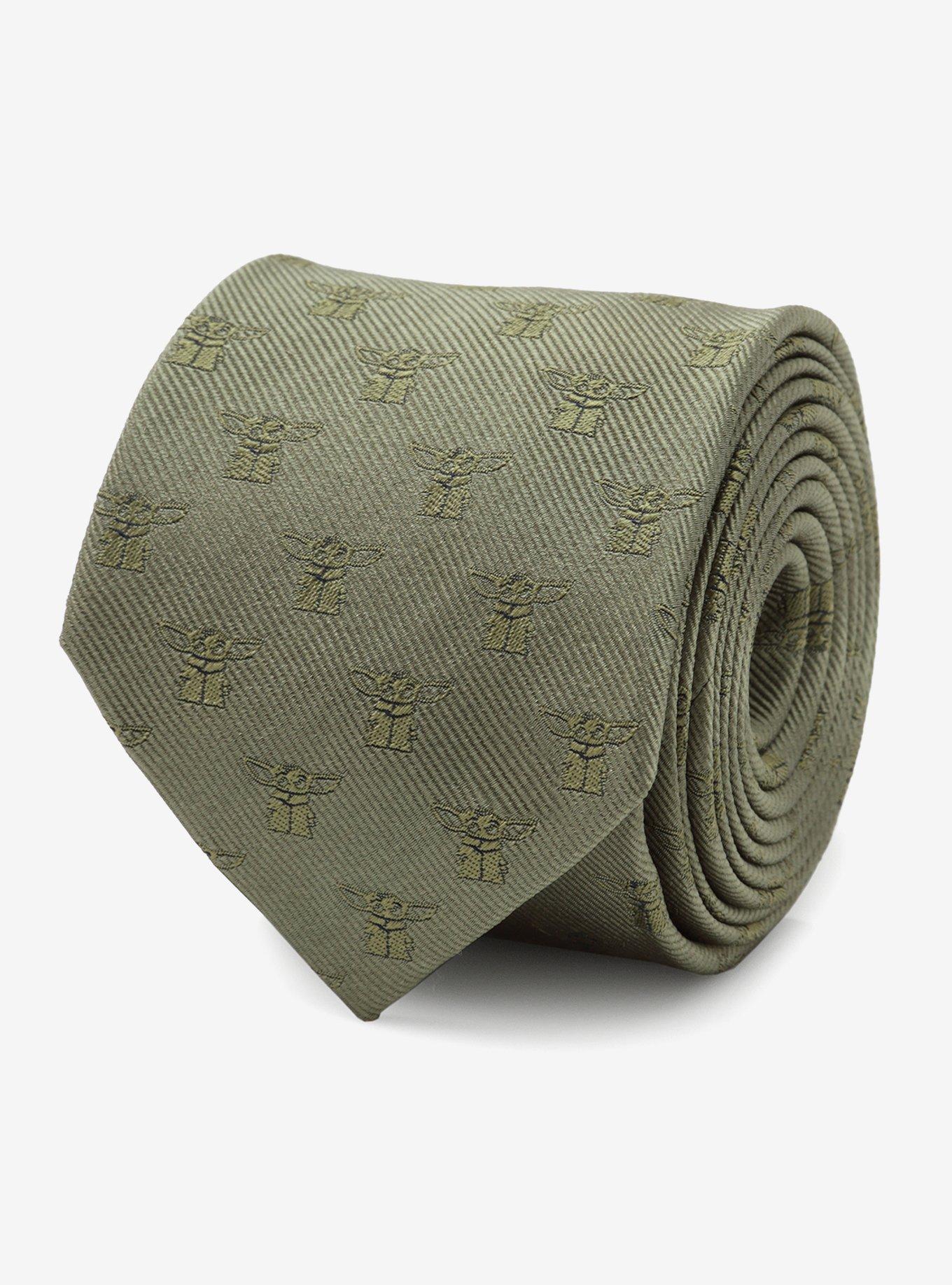 Star Wars Grogu Green Silk Tie, Gray Dress Socks, and Tie Bar Gift Set