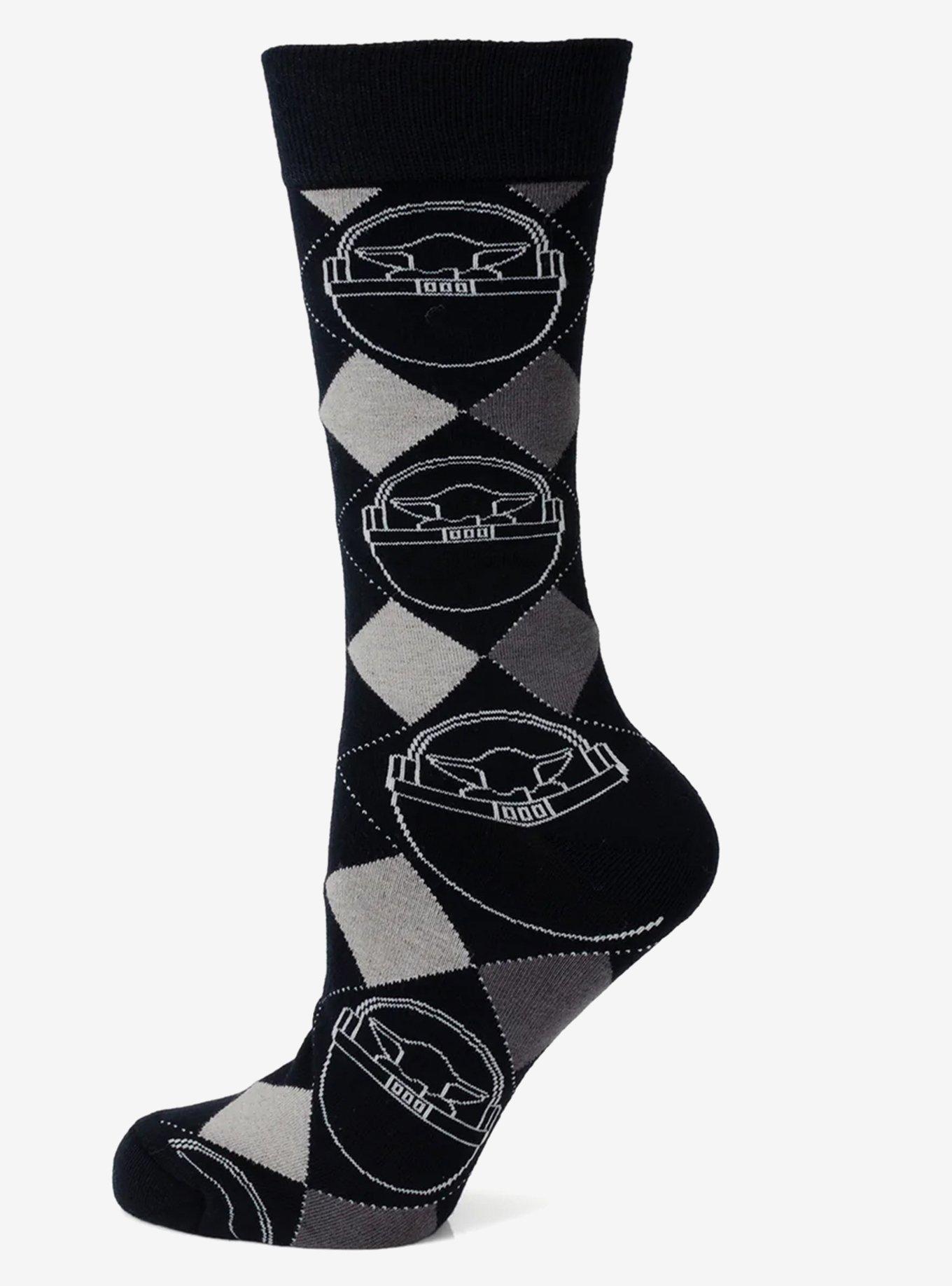 Star Wars Grogu Charcoal Gray Argyle Socks and Lapel Pin Gift Set, , hi-res