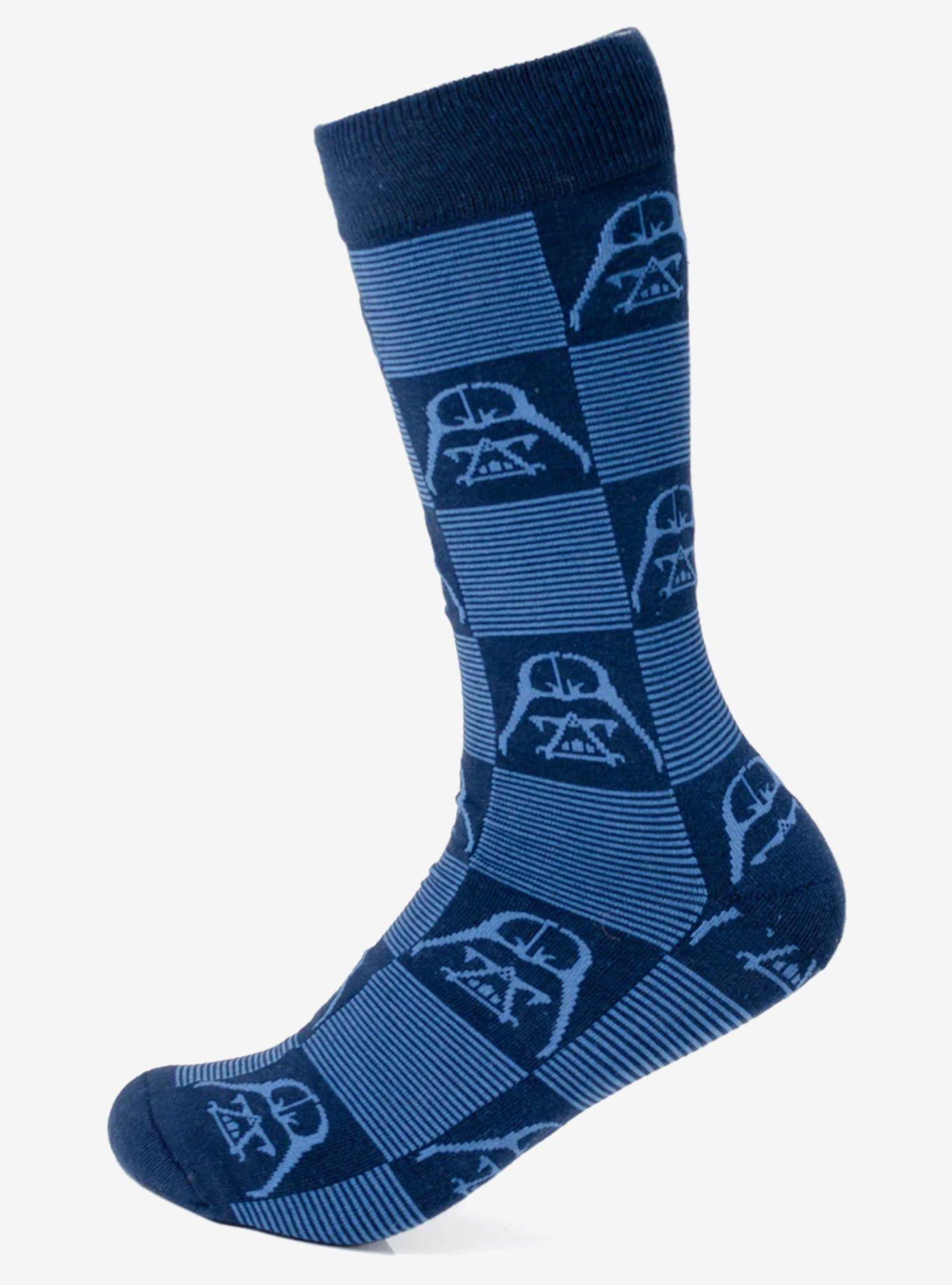 Star Wars Darth Vader Navy and Black Checkered Socks with Imperial Crest Lapel Pin Gift Set, , hi-res