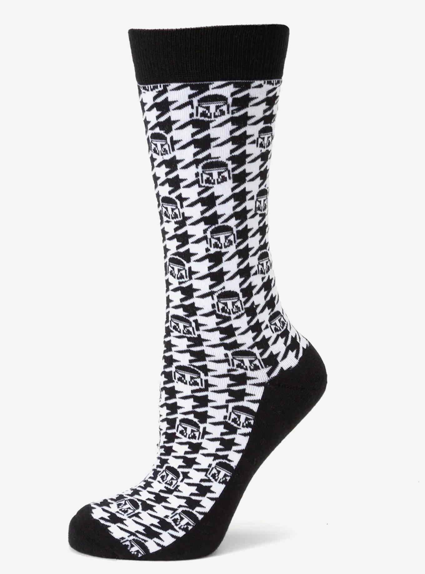 Star Wars Mandalorian Houndstooth Black and White Dress Socks and Lapel Pin Gift Set, , hi-res