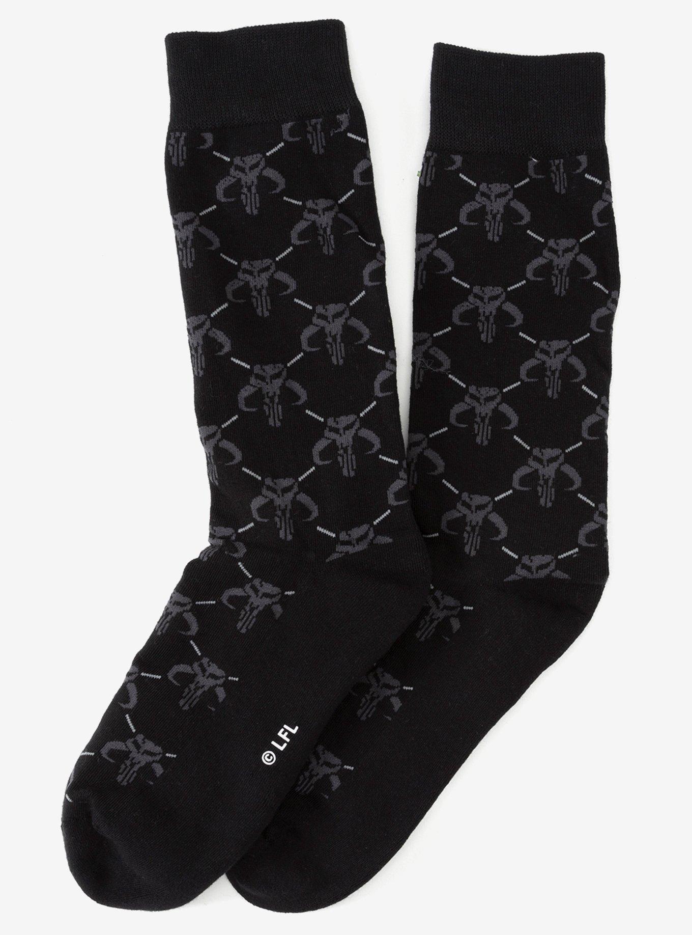 Star Wars Mandalorian Dress Socks 3-Pack and Mythosaur Lapel Pin Gift Set, , alternate