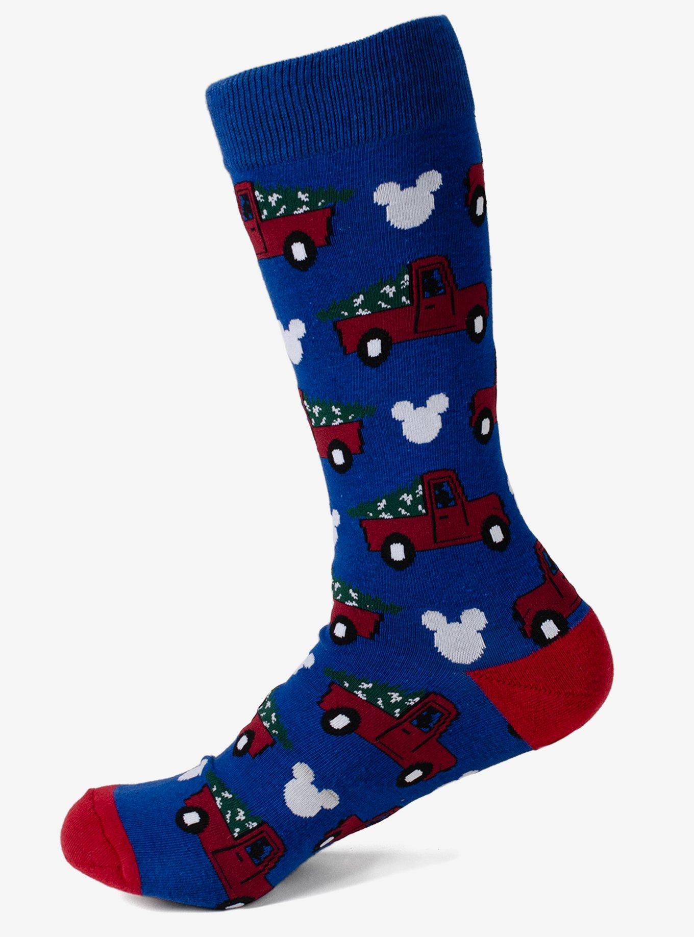 Disney Mickey Mouse Holiday Truck Navy Socks and Blue Lapel Pin Gift Set, , hi-res
