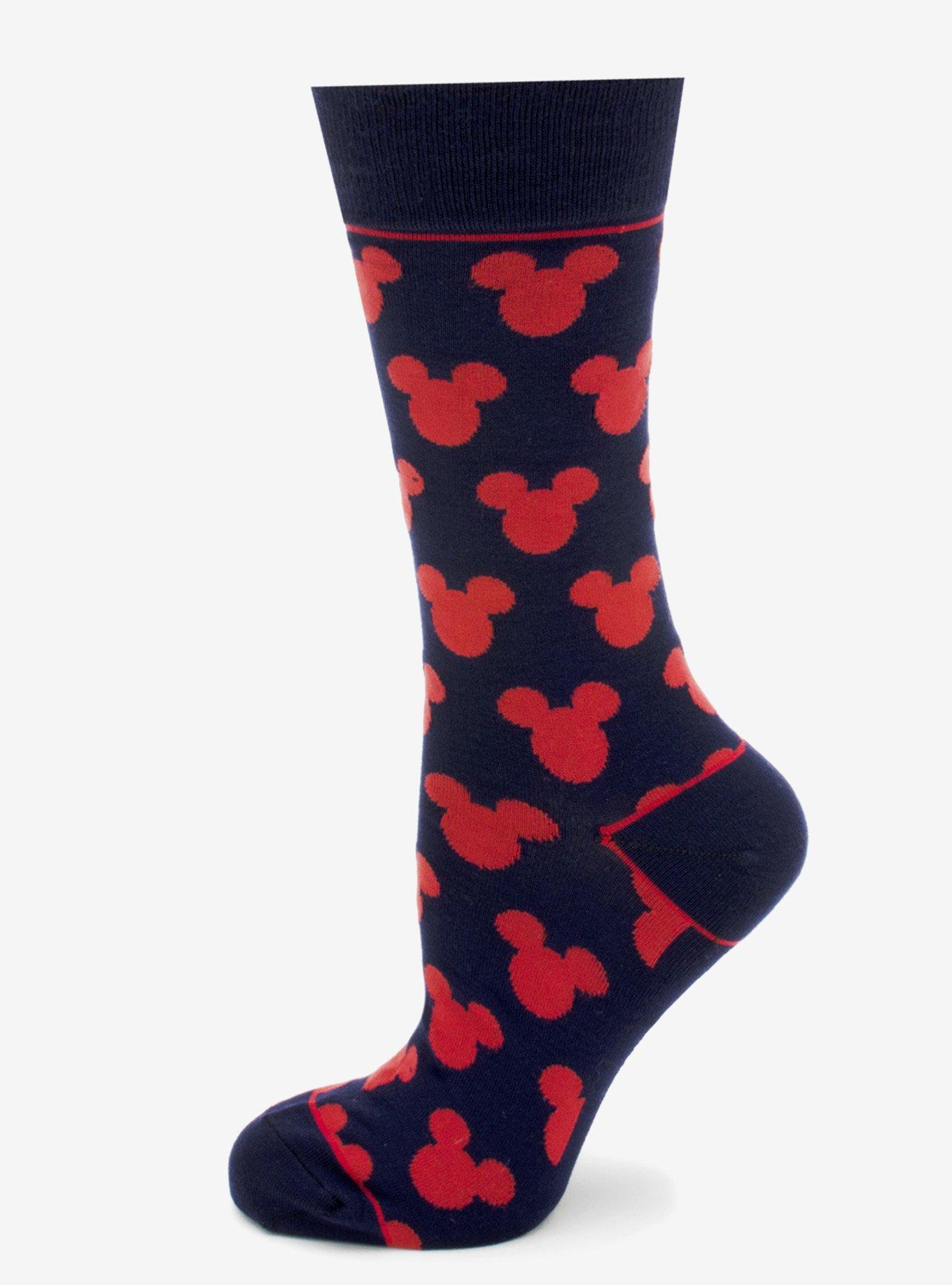 Disney Mickey Mouse Silhouette Blue Sock and Mickey Blue Lapel Pin Gift Set, , hi-res