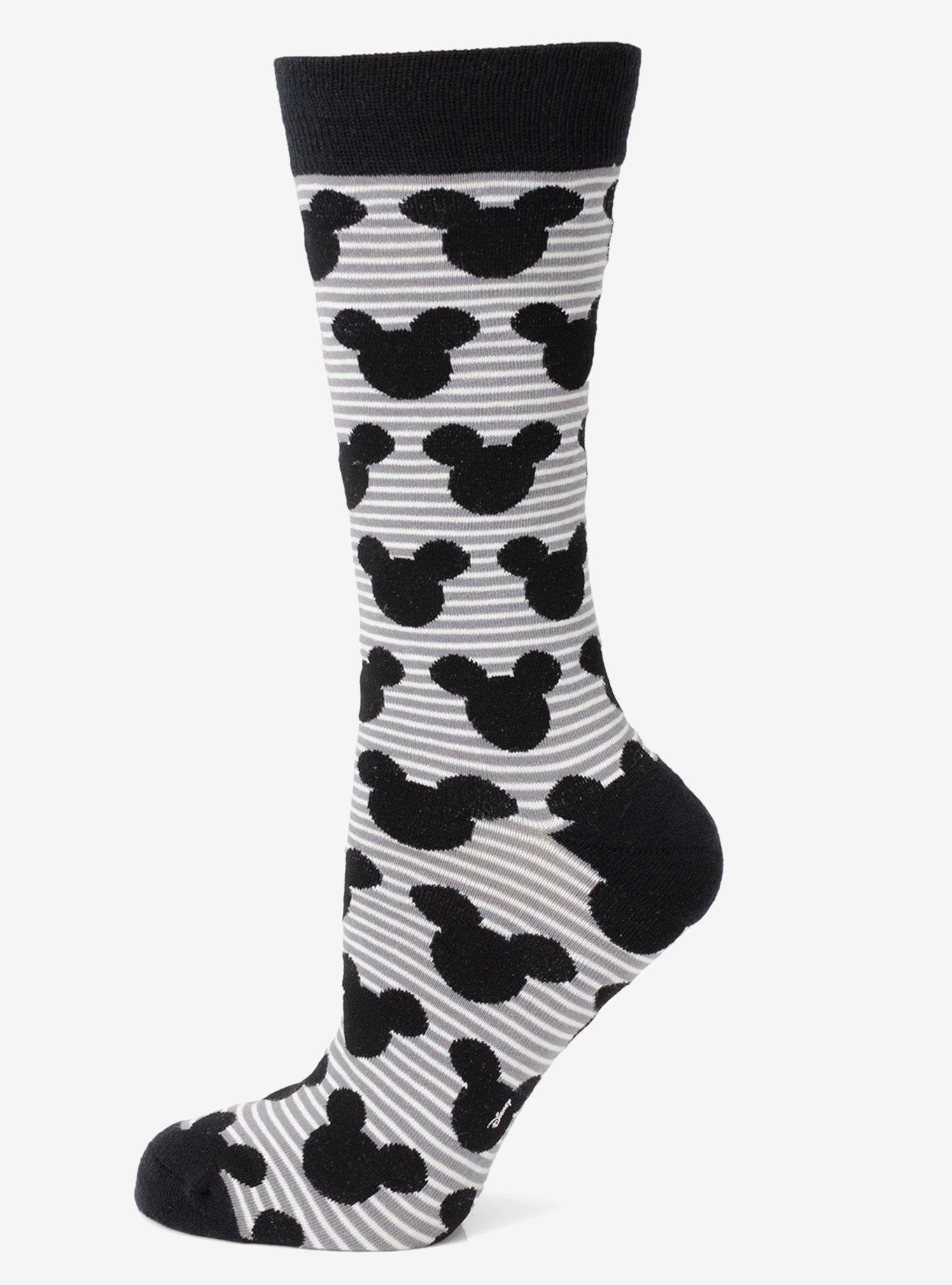Disney Mickey Mouse Stripe Gray Sock and Mickey Blue Lapel Pin Gift Set, , hi-res