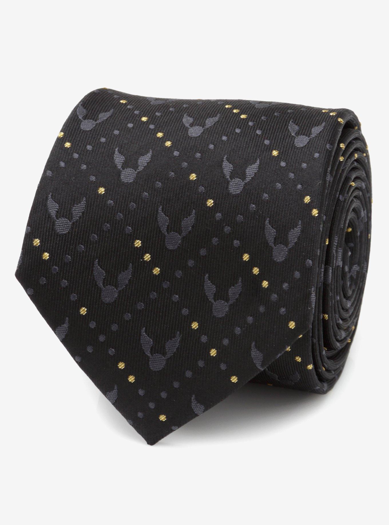 Harry Potter Golden Snitch Silk Black Necktie Gift Set, , alternate