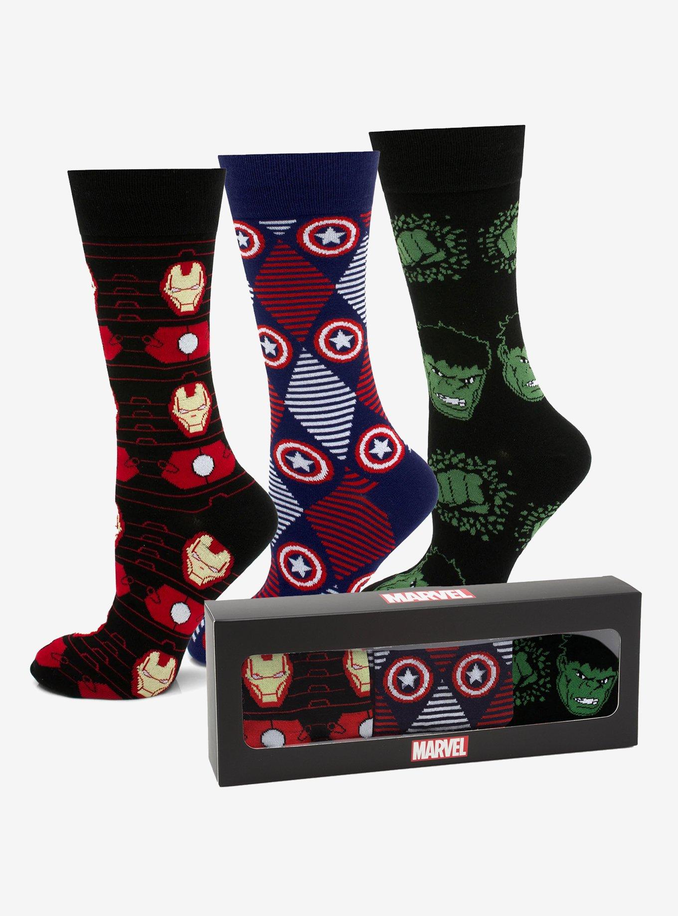 Marvel  Avengers Favorites 3 Pair Socks and Lapel Pin Gift Set