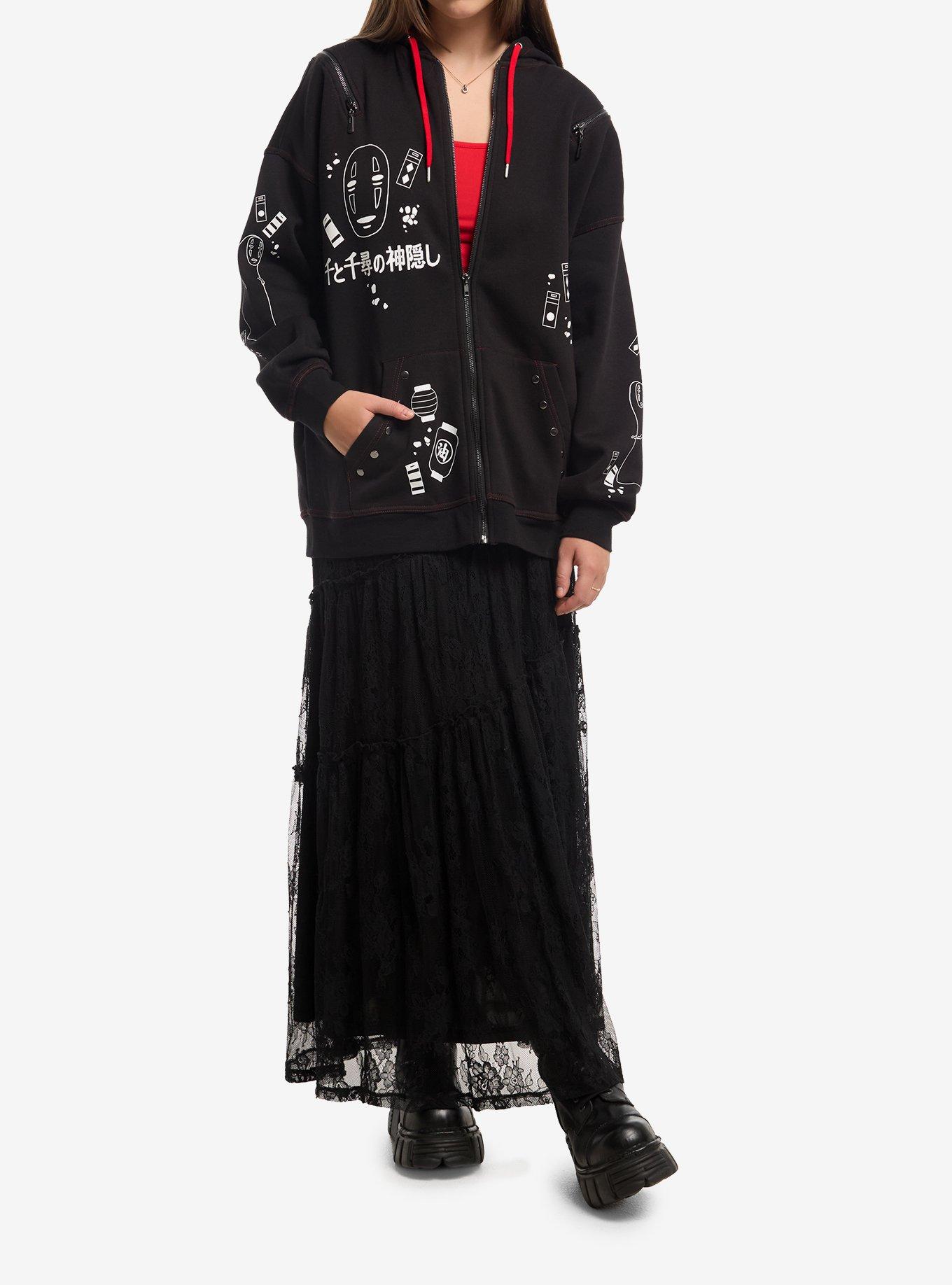 Studio Ghibli&reg; Spirited Away No-Face Girls Cold-Shoulder Oversized Hoodie, MULTI, alternate - view 3