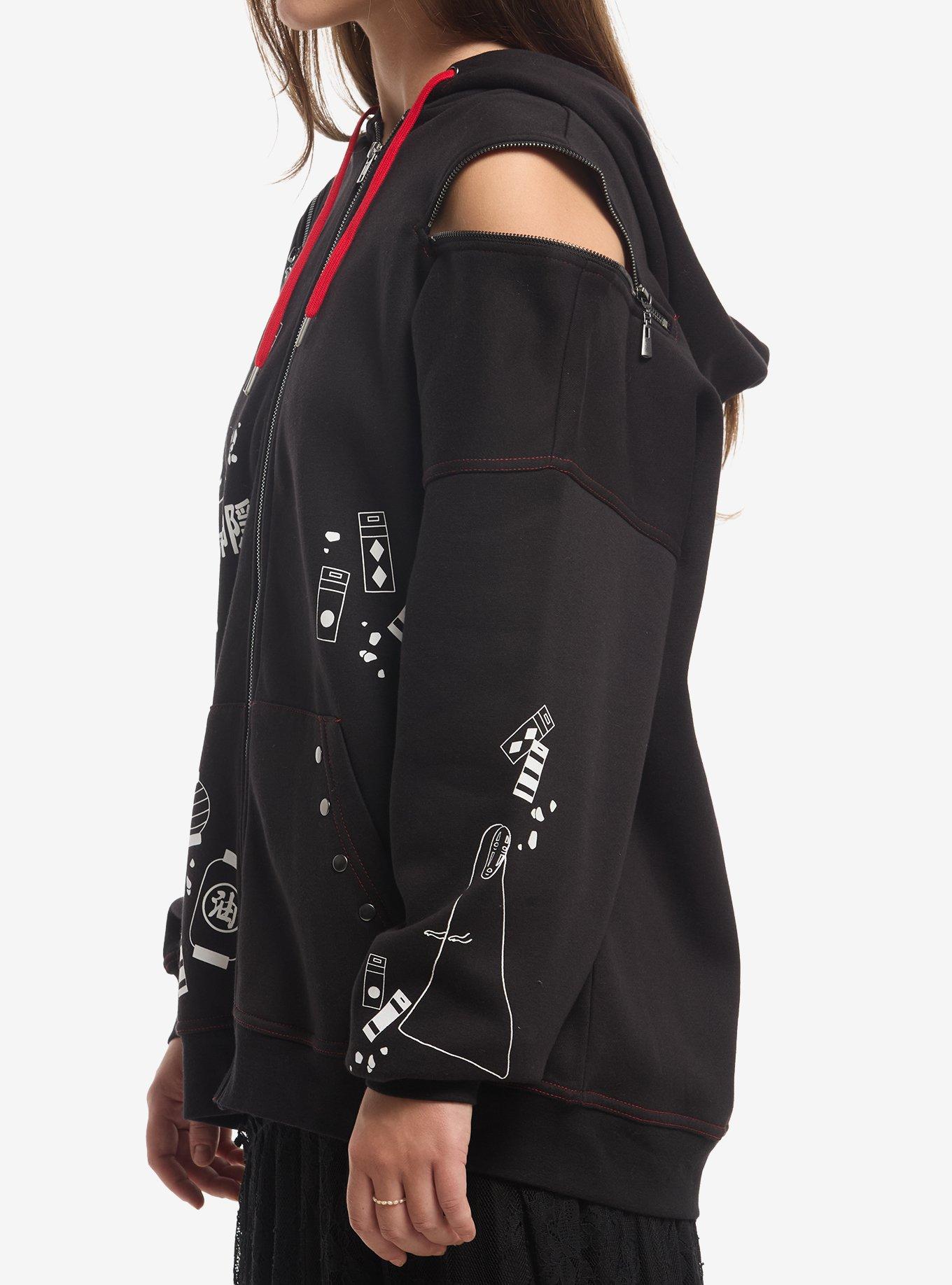 Studio Ghibli&reg; Spirited Away No-Face Girls Cold-Shoulder Oversized Hoodie, MULTI, alternate - view 4