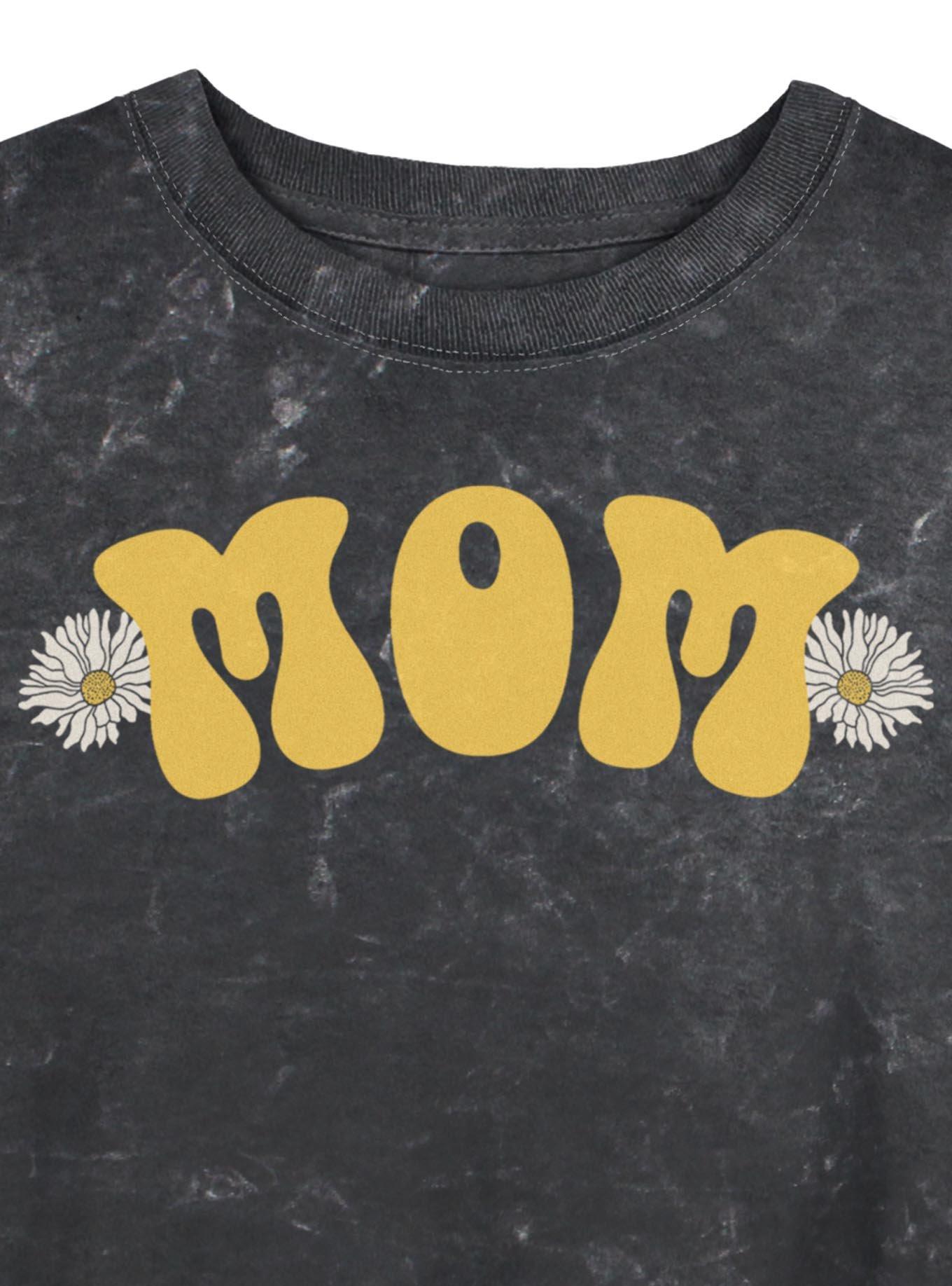 Mom Daisy Flowers Girls Mineral Wash Crop T-Shirt, , hi-res