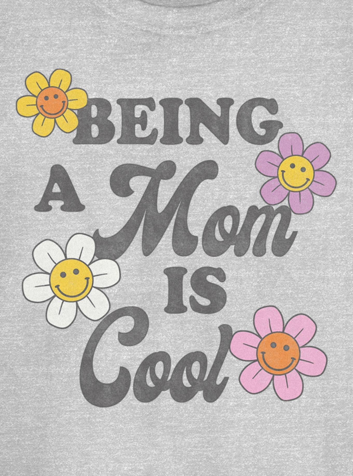 Being A Mom Is Cool Smiley Flowers Girls T-Shirt, ATH HTR, alternate
