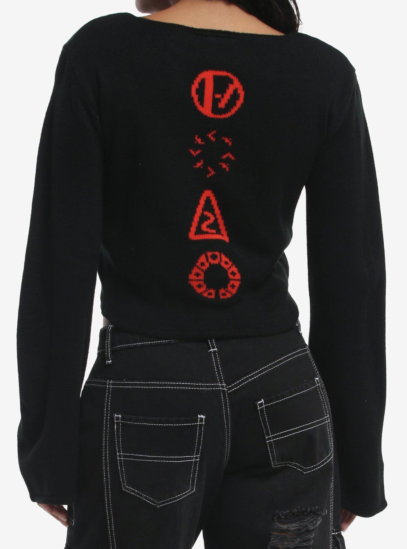 Twenty One Pilots Logo Girls Bell Sleeve Sweater, BLACK, alternate - view 2