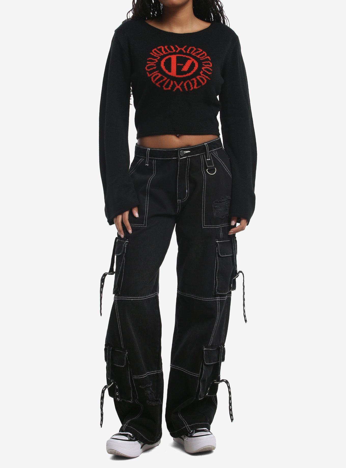 Twenty One Pilots Logo Girls Bell Sleeve Sweater, BLACK, alternate - view 3
