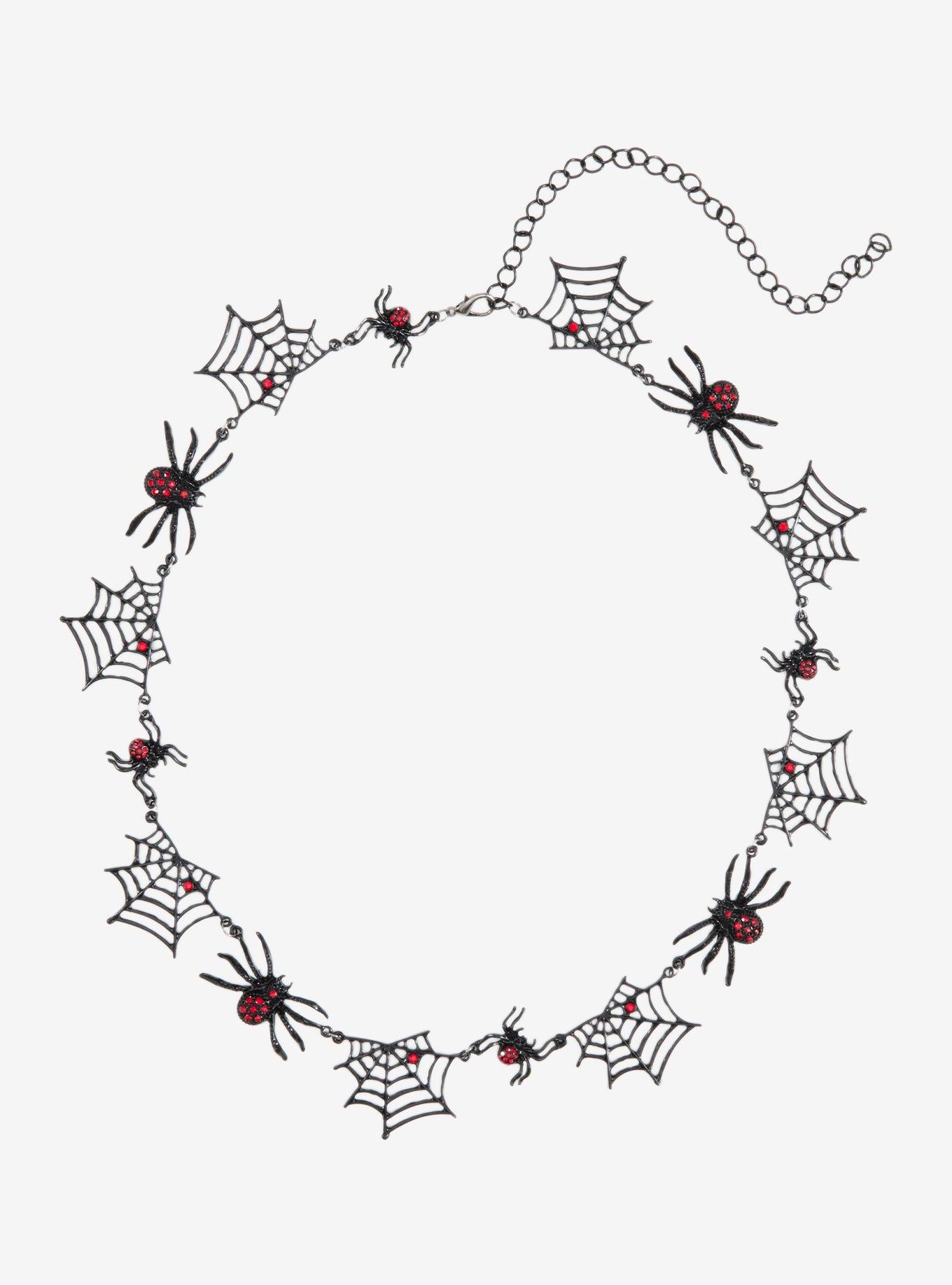 Red & Black Spider Web Charm Chain Belt, MULTI, alternate - view 2