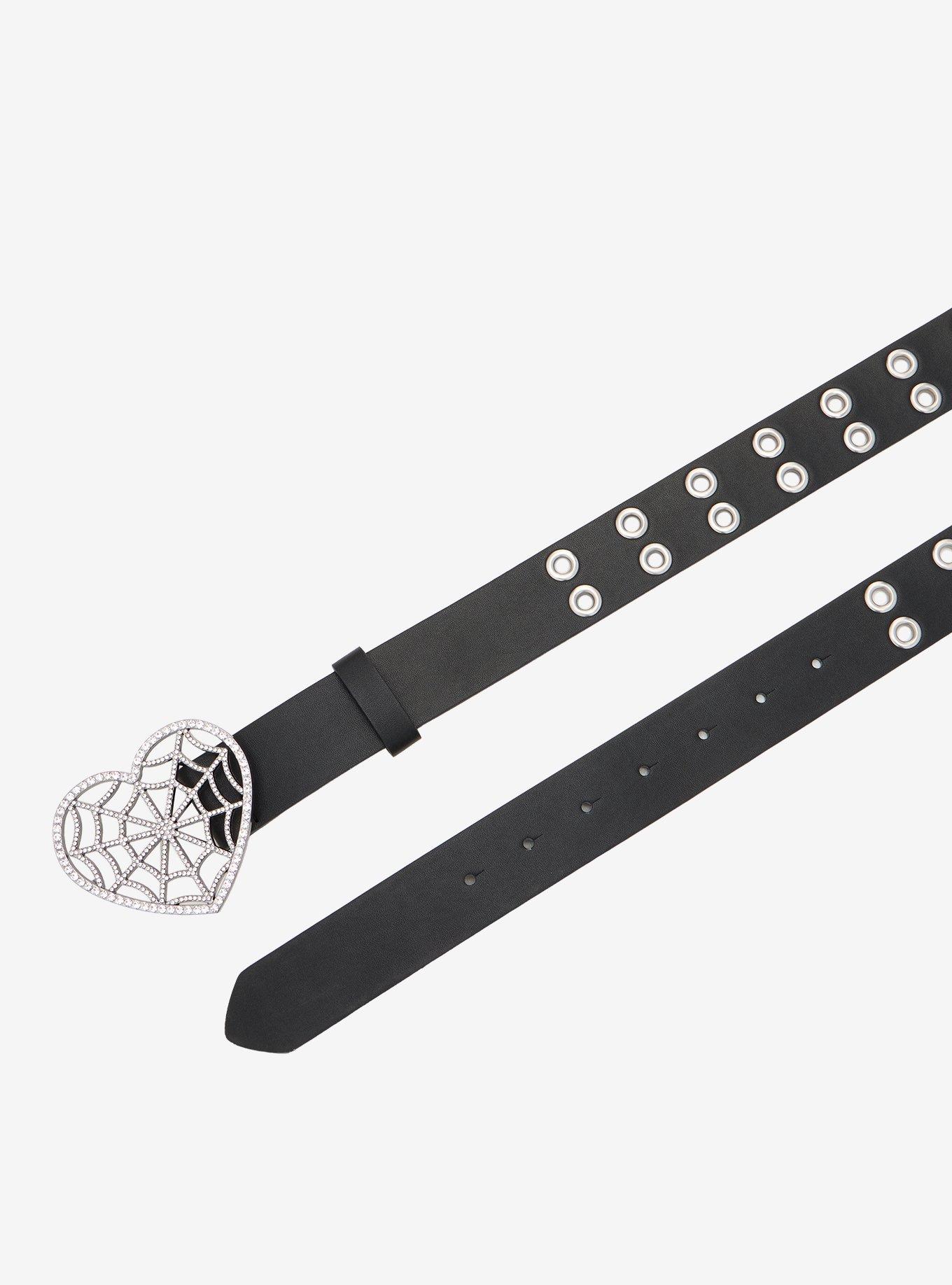 Spiderweb Heart Grommet Belt, SILVER, alternate - view 2