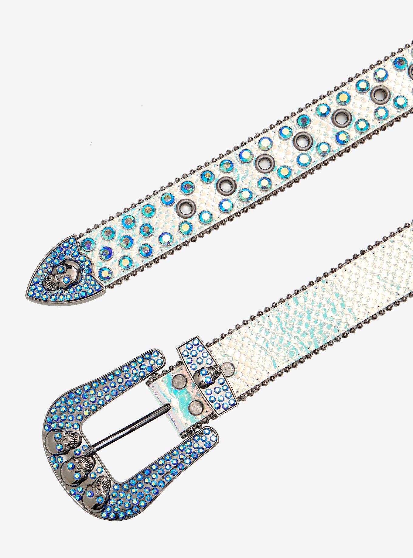 Iridescent Skull Rhinestone Belt, MULTI, alternate - view 2
