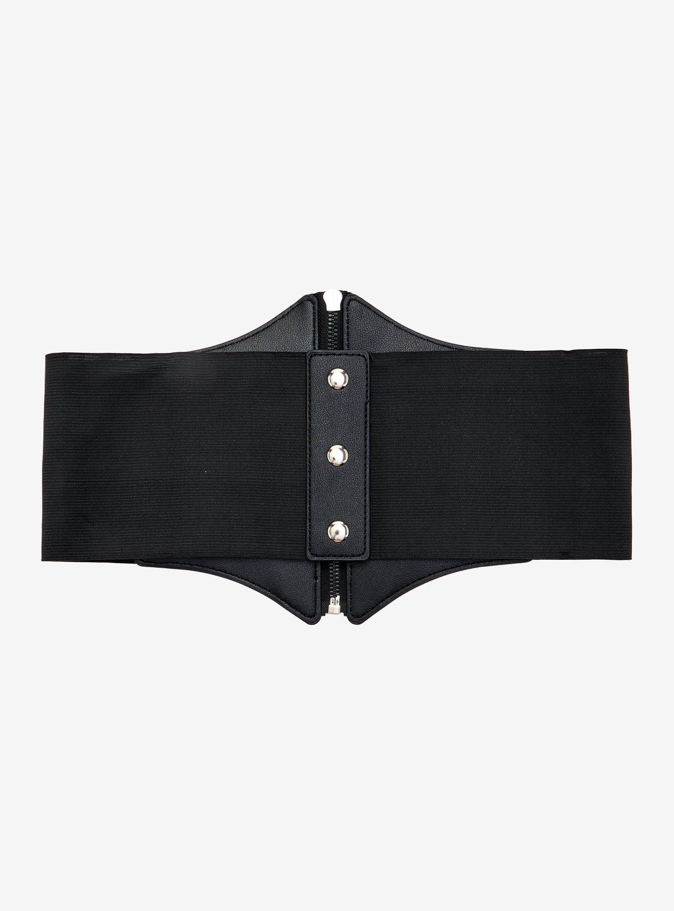 Black Stud & Buckle Corset Belt, BLACK, alternate - view 3