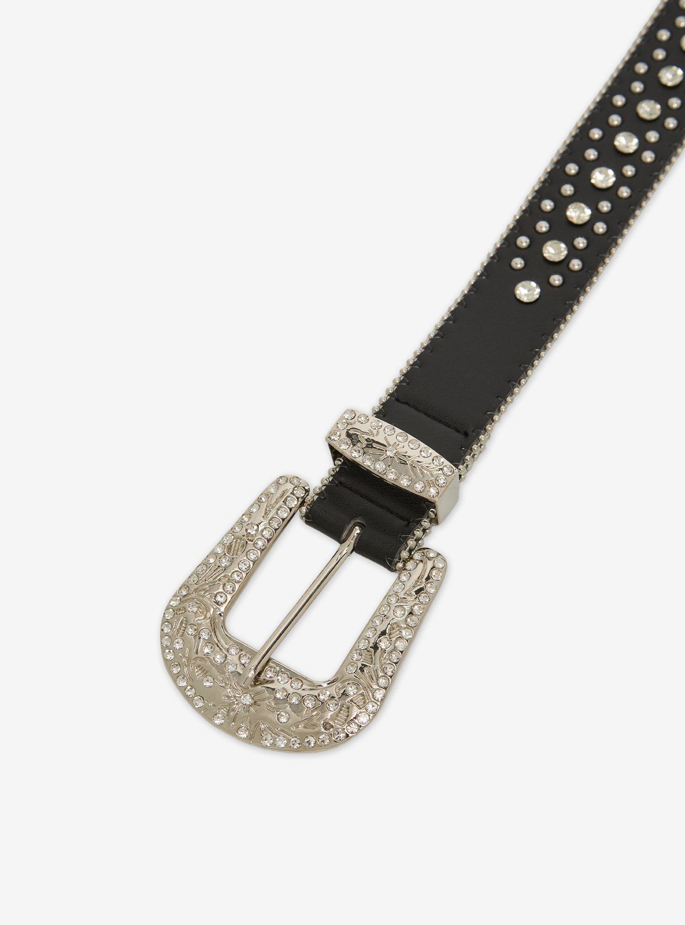 Fleur-De-Lis Bling Western Belt, SILVER, alternate - view 2