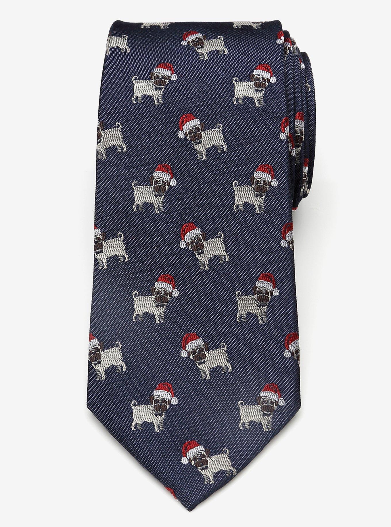 Santa Pug Silk Tie, , alternate - view 3