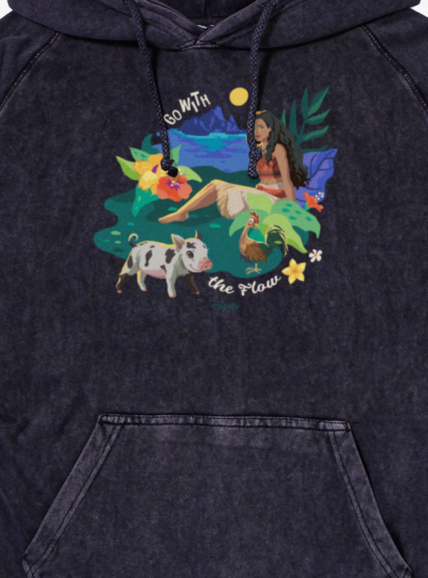 Disney Moana Go With The Flow Vintage Mineral Washed Hoodie, , hi-res